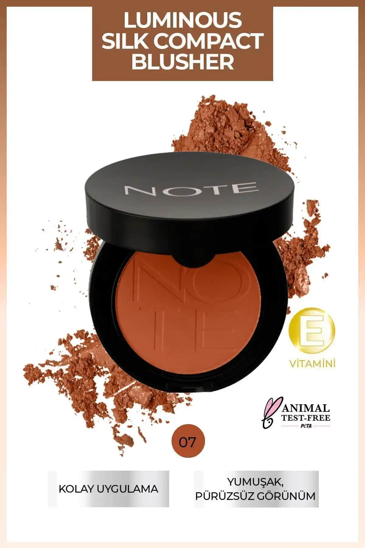 Note Cosmetics Luminous Silk Kompakt Allık 07 Star - Doğal ve Parlak Makyaj İçin Uygun