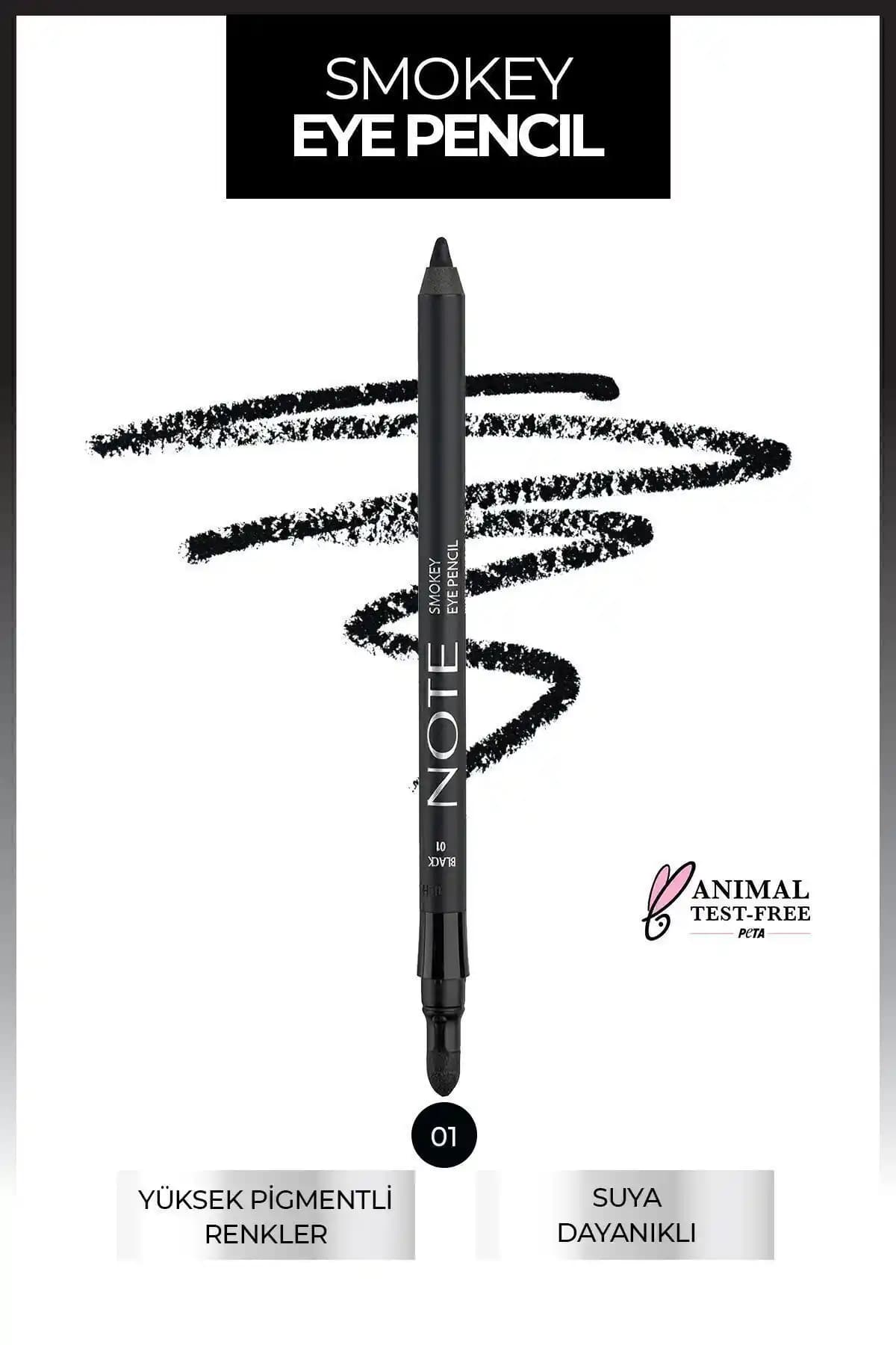 Note Cosmetics Smokey Eye Pencil Waterproof Siyah Göz Kalemi Uzun Süreli ve Dayanıklı