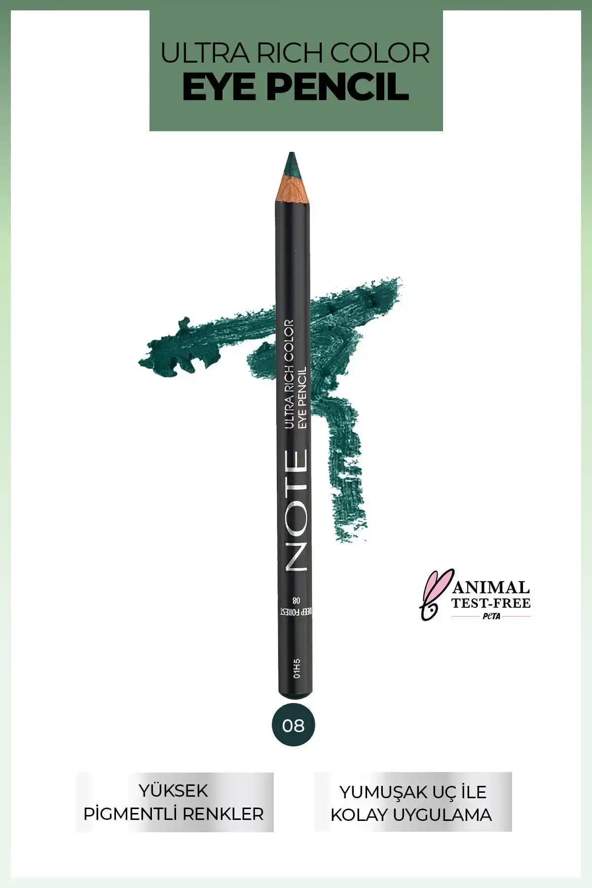 Note Cosmetics Ultra Rich Color Göz Kalemi 08 Deep Forest: Yoğun Yeşil Mat Göz Kalemi Ürünü