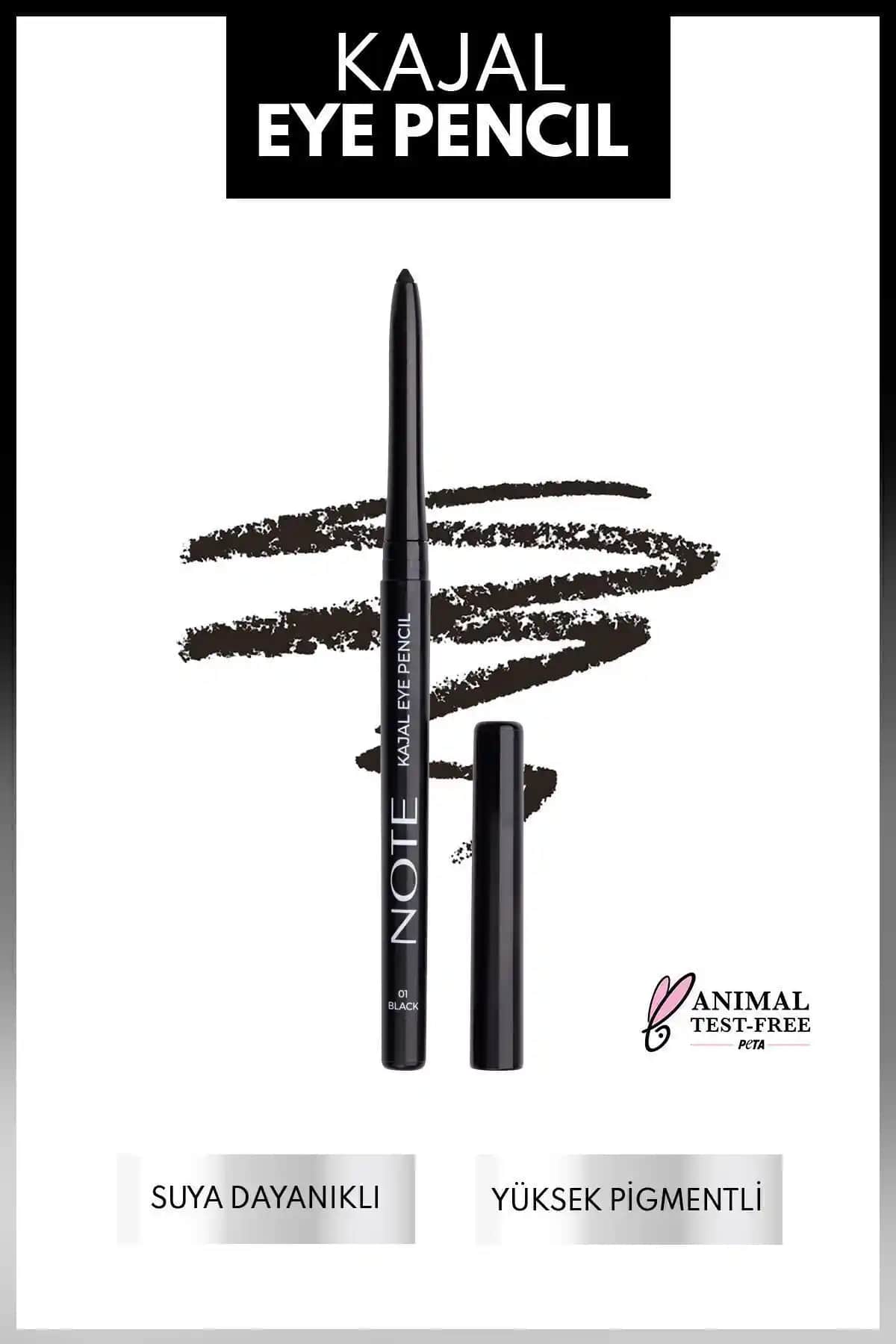 Note Cosmetics Waterproof Kajal Göz Kalemi Siyah Asansörlü Tasarım ve Uzun Süreli Kalıcılık