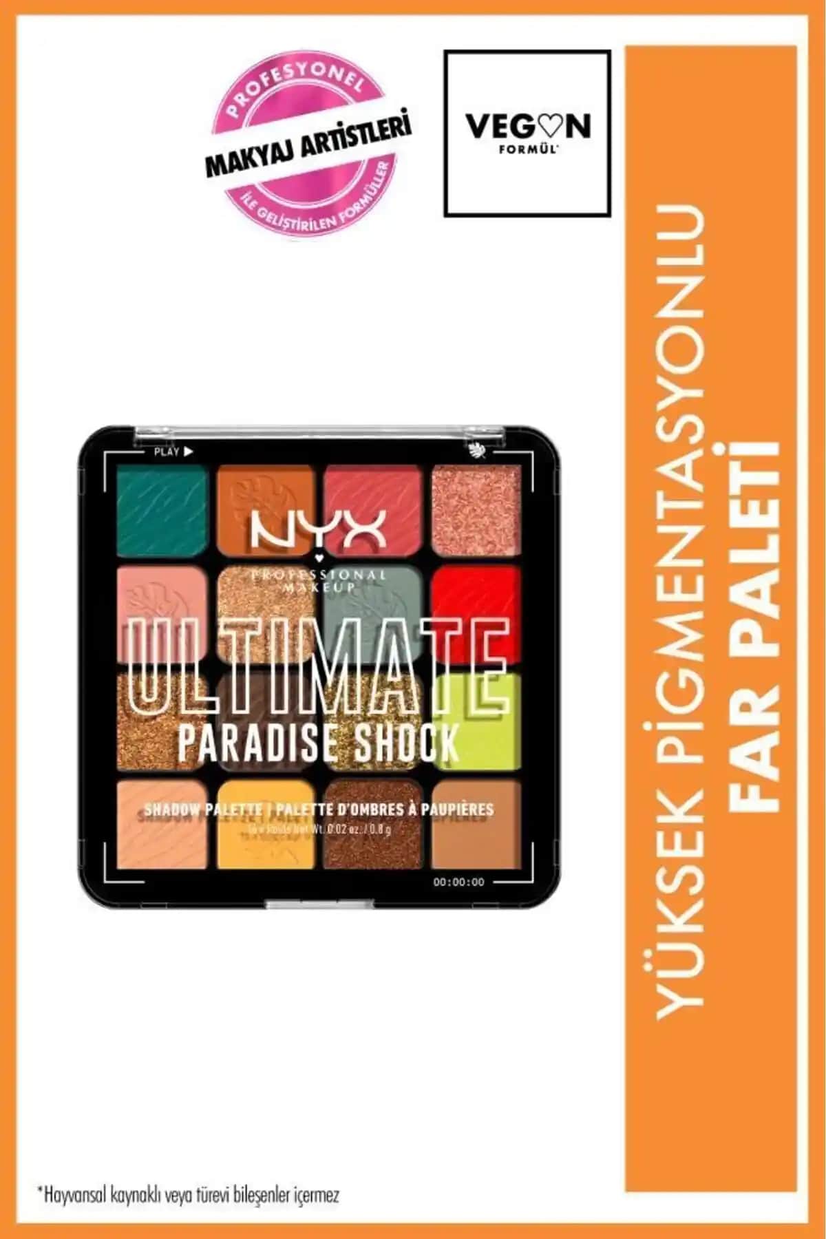 NYX Paradise Shock Göz Farı Paleti: Renkli ve Işıltılı Makyaj İçin Uygun Çeşitli Tonlar