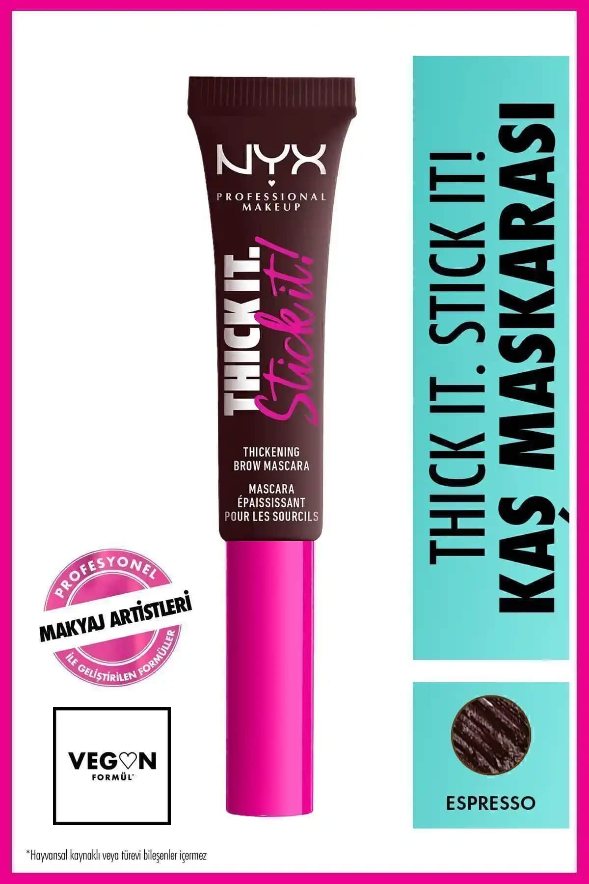 NYX Thick It Stick It Kaş Maskarası Espresso Doğal ve Dolgun Kaşlar İçin Uygun Çözüm