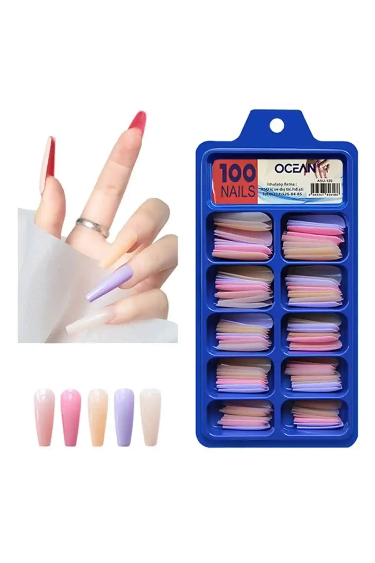 Ocean 126 100'lü Balerin Protez Tırnak Seti Estetik ve Dayanıklı Tasarım
