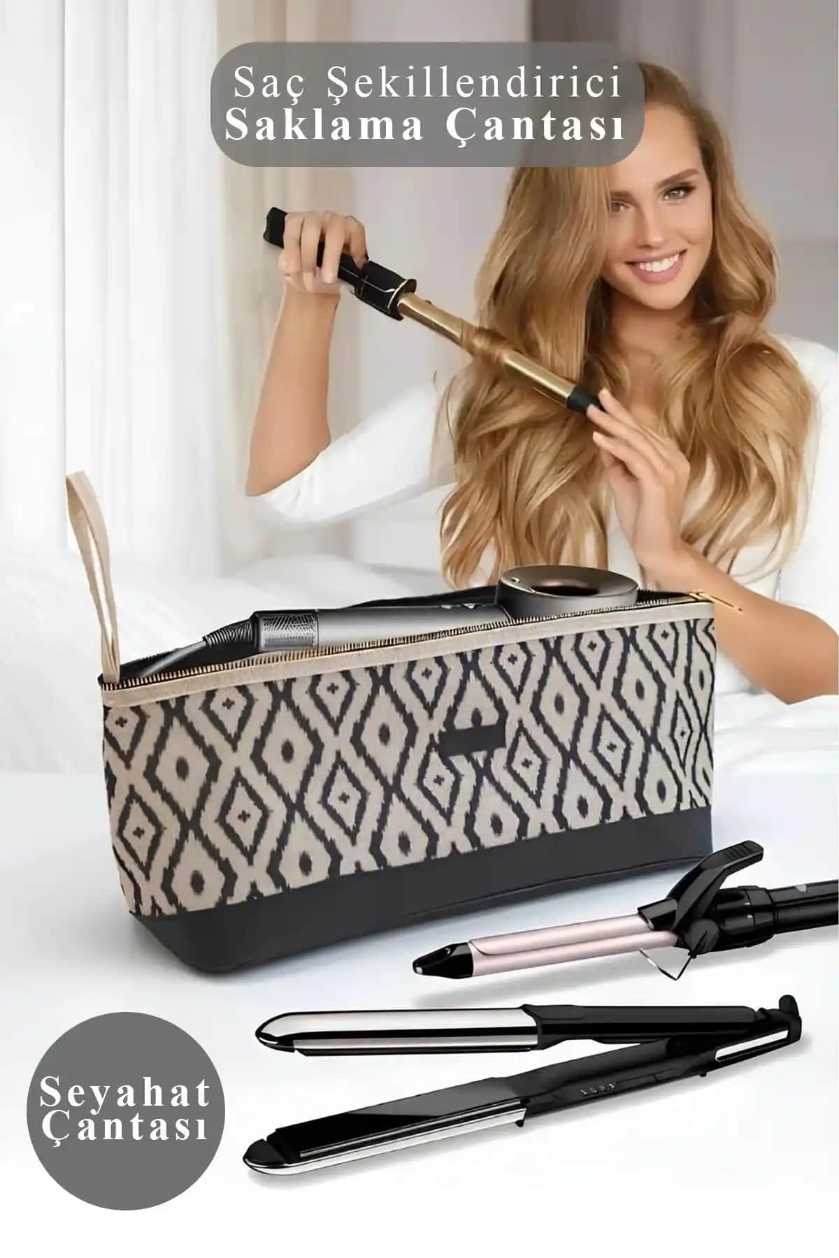 Pazar Kapısı Büyük Boy Seyahat Çantası Dyson Airwrap ve Tüm Saç Şekillendiriciler İçin