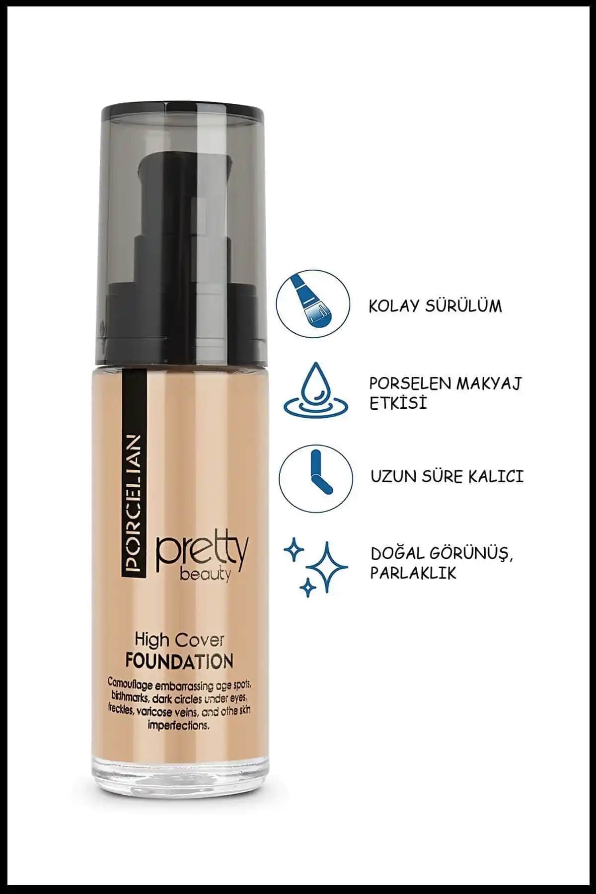 Pretty Beauty High Cover Fondöten Yüksek Kapatıcı Mat ve Suya Dayanıklı