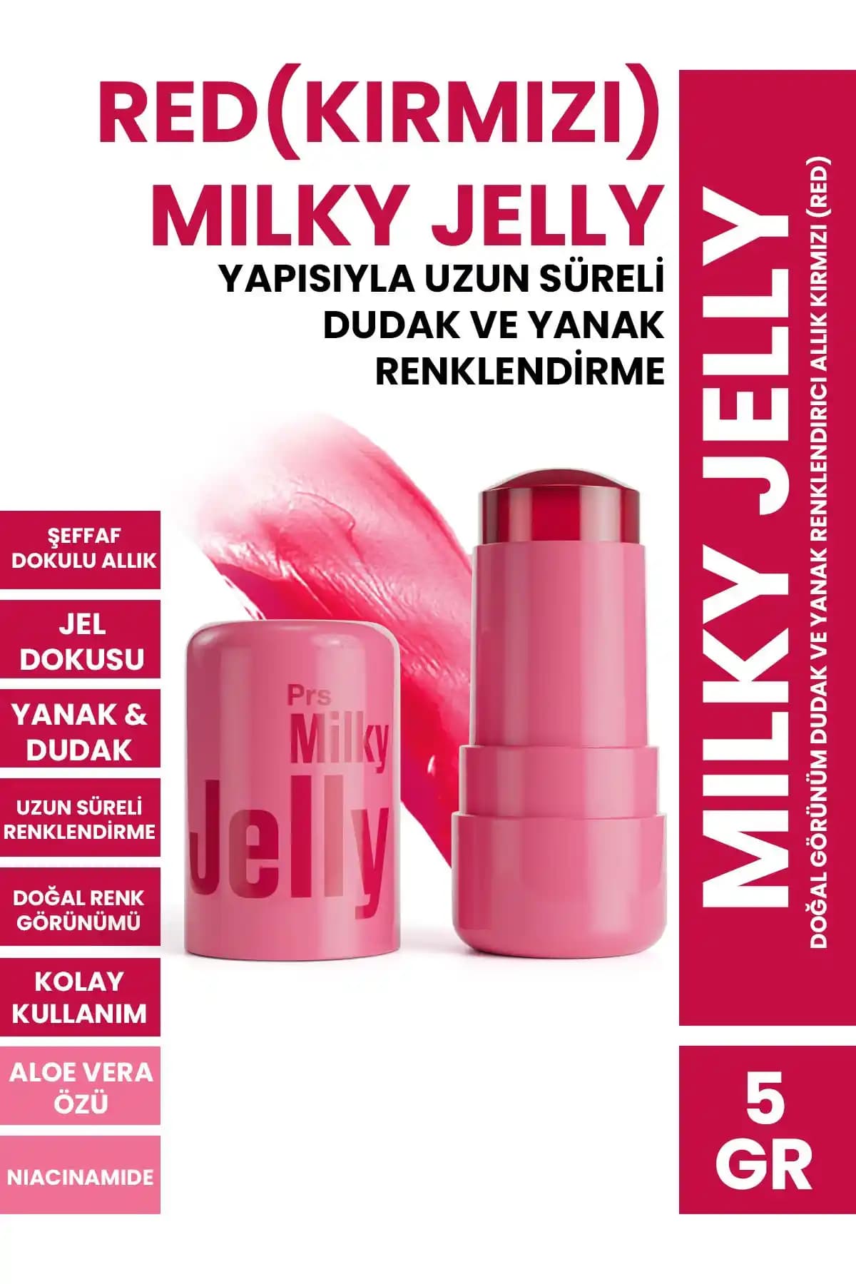 PROCSIN Milky Jelly Doğal Görünüm Dudak ve Yanak Renklendirici Allık Kırmızı