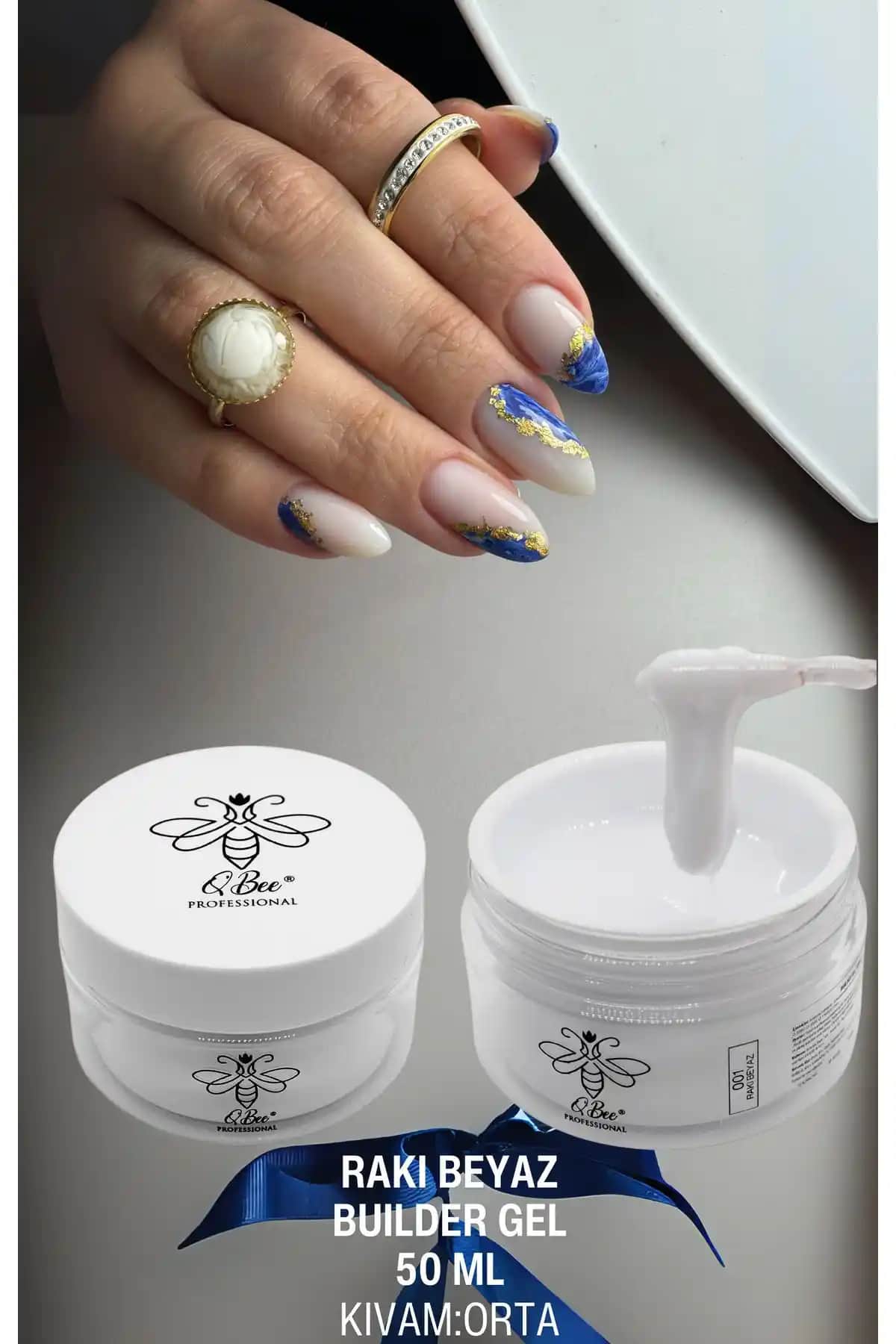 QBEE PROFESSIONAL 50ml Protez Tırnak Jeli Rakı Beyaz - Dayanıklı ve Kolay Uygulamalı Profesyonel Tırnak Ürünü