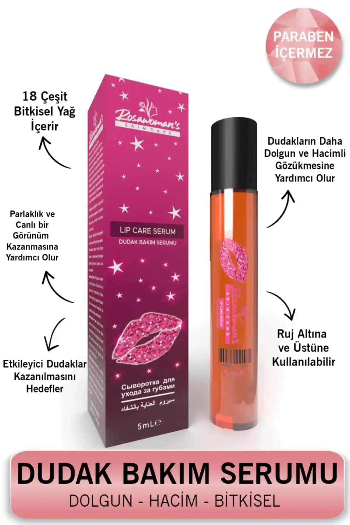 Rosawomans Dudak Dolgunlaştırıcı Lip Care Serum: Doğal ve Uzun Süreli Dudak Bakımı