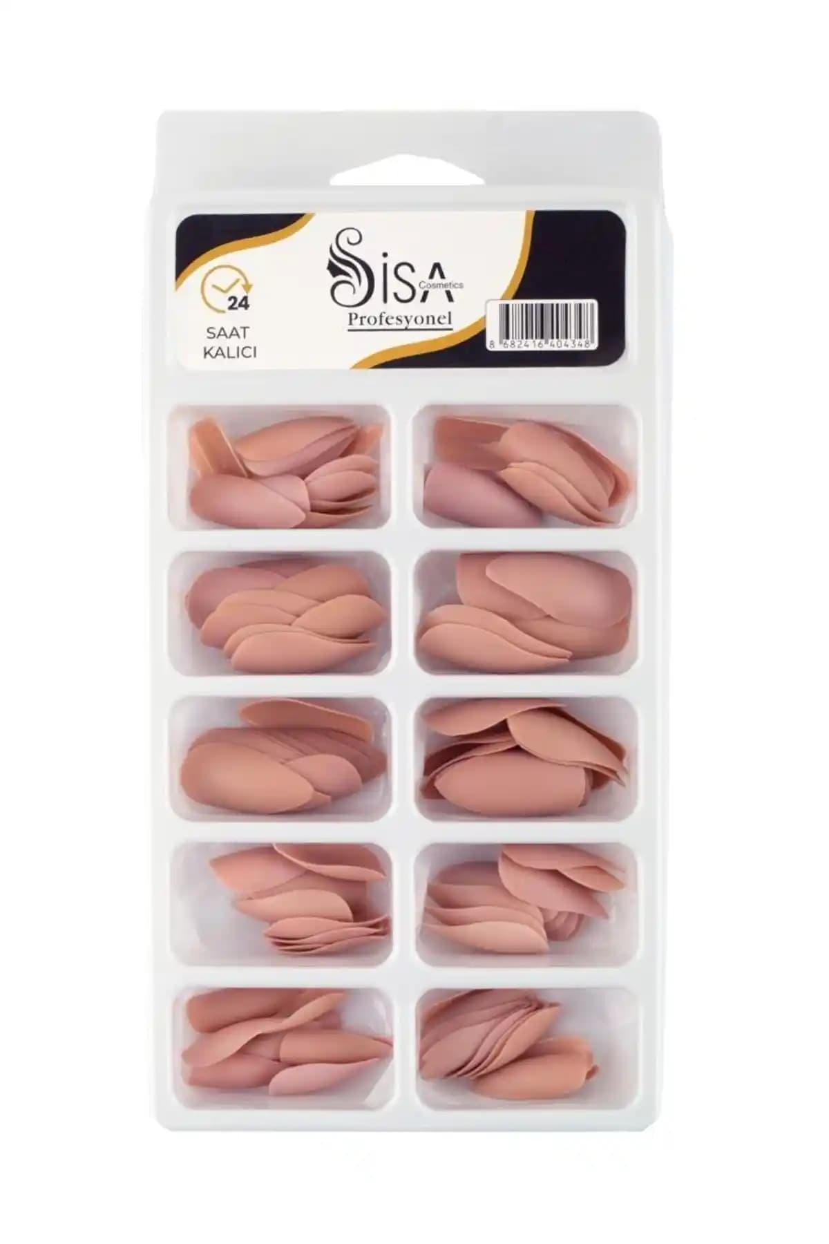 SİSA Cosmetics Profesyonel 100'lü Takma Tırnak Seti Gül Kurusu ve Pembe Renkli