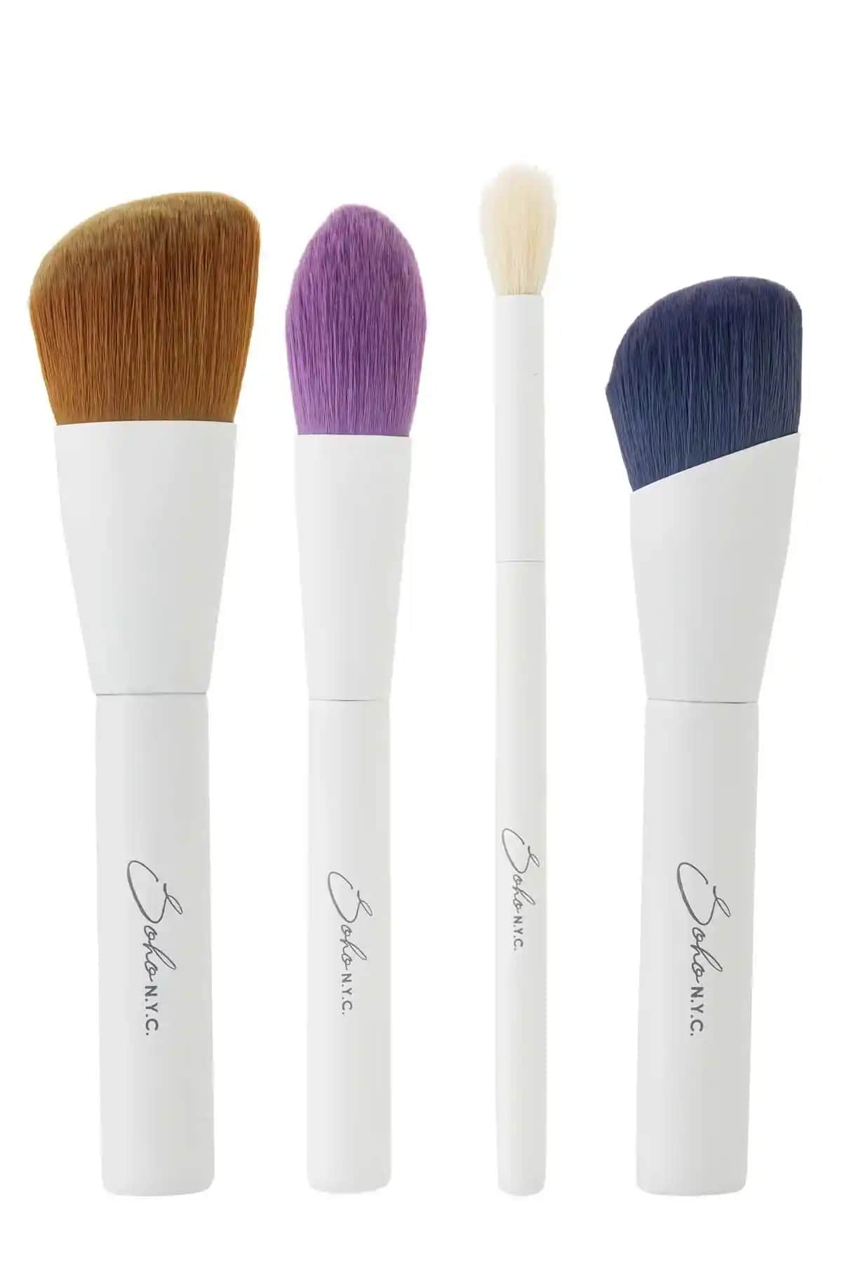 Soho N.Y.C. 4 Lü Vegan Yüz Makyaj Fırçası Seti: Doğa Dostu ve Profesyonel Kullanım İçin