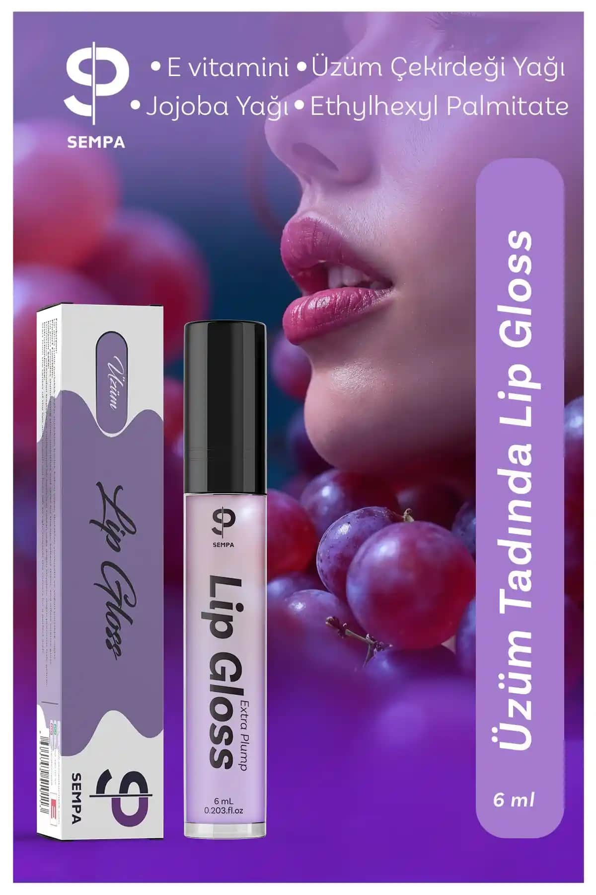 SP SEMPA Üzümlü Dudak Dolgunlaştırıcı ve Parlatıcı Lip Gloss: Doğal ve Parlak Dudaklar İçin Mükemmel Seçenek
