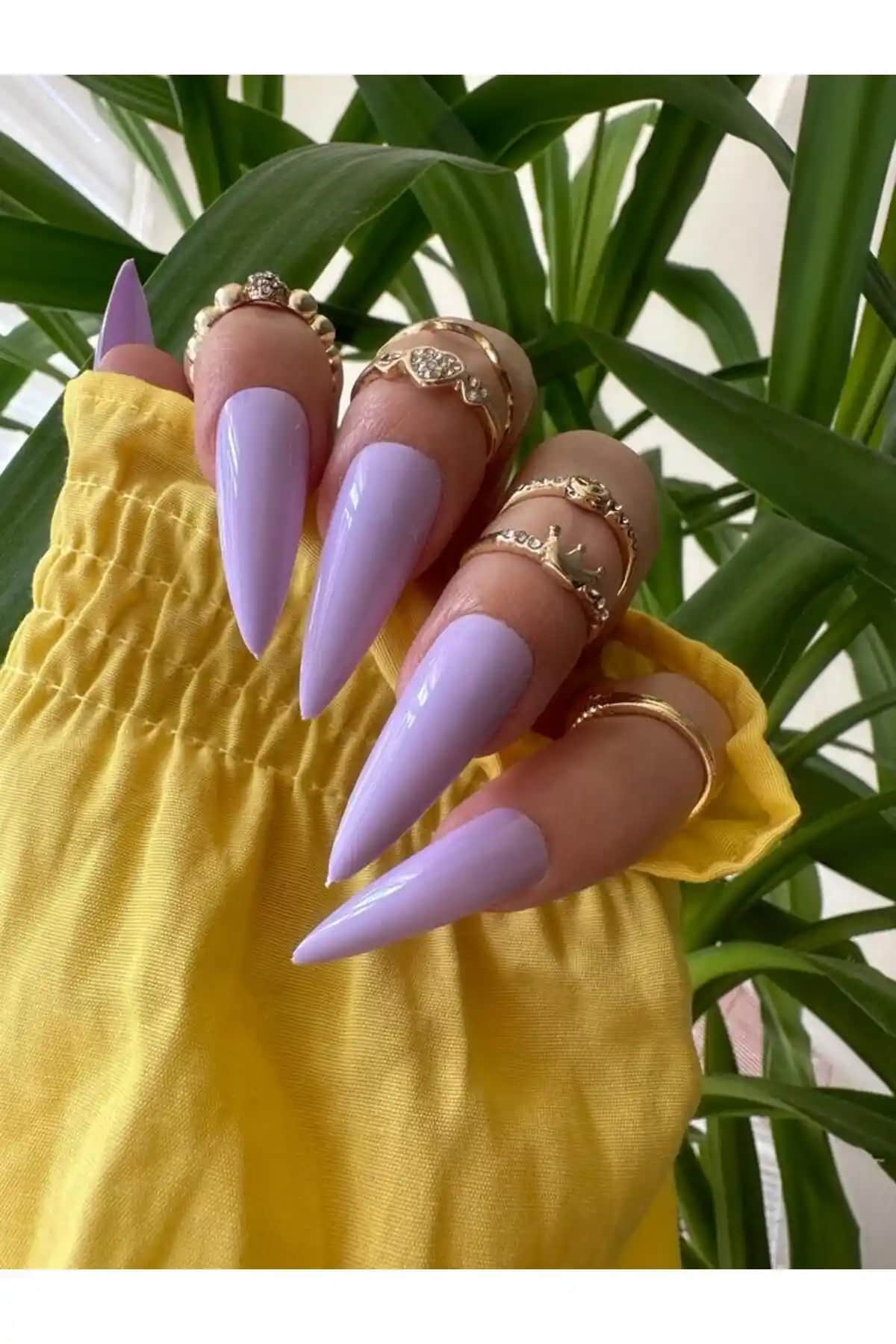 SYBELLE Kozmetik 20 Adet Lila Stiletto Takma Tırnaklar Estetik ve Kullanım Kolaylığı