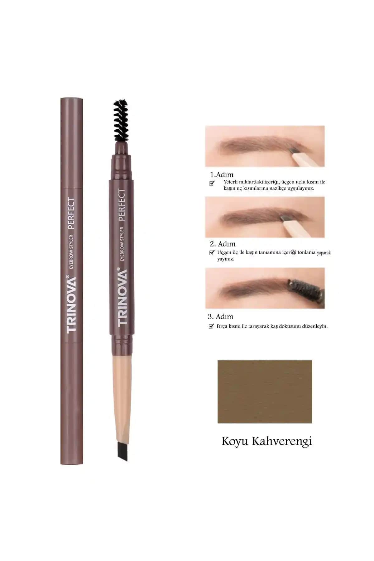 Trinova Koyu Kahve Fırçalı Kaş Kalemi: Doğal ve Kalıcı Güzellik İçin Mükemmel Seçim