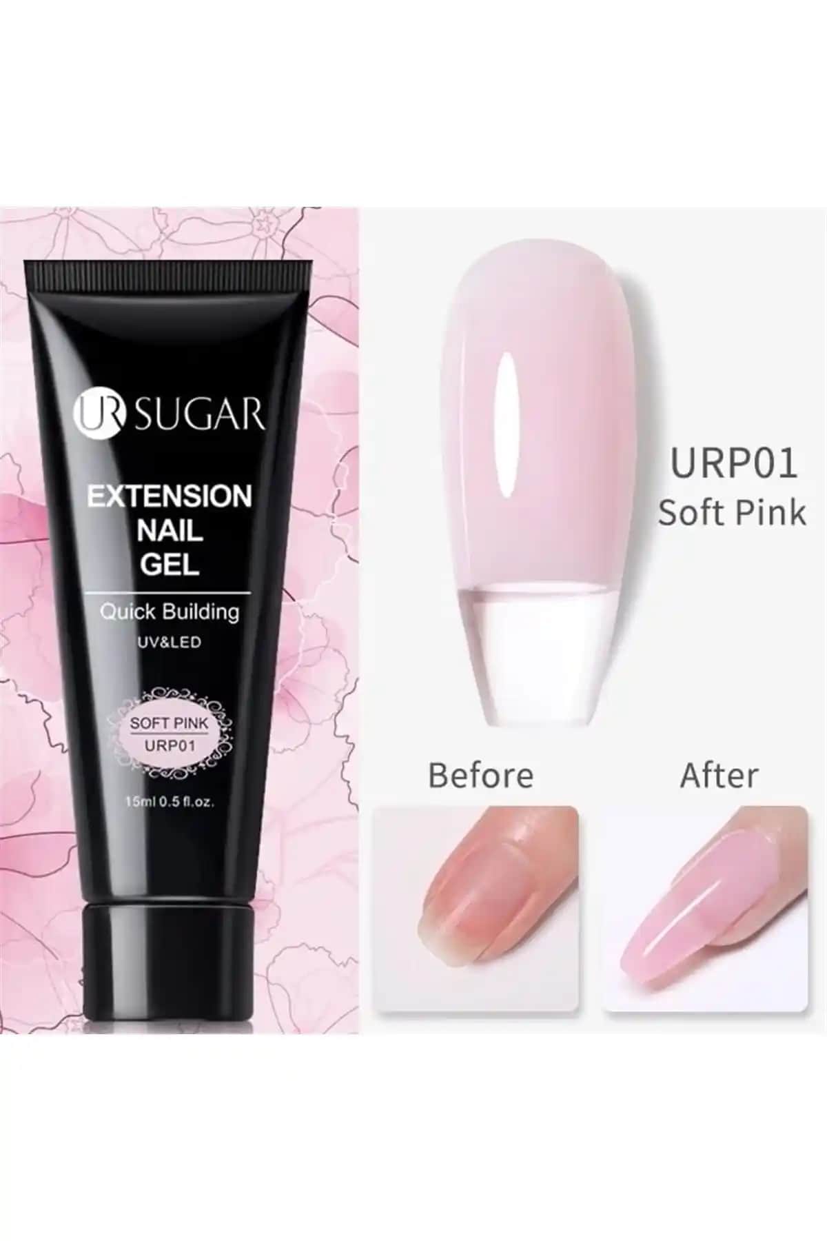 URSUGAR Poly Extension Jel Soft Pink ile Doğal ve Dayanıklı Tırnaklara Profesyonel Dokunuş