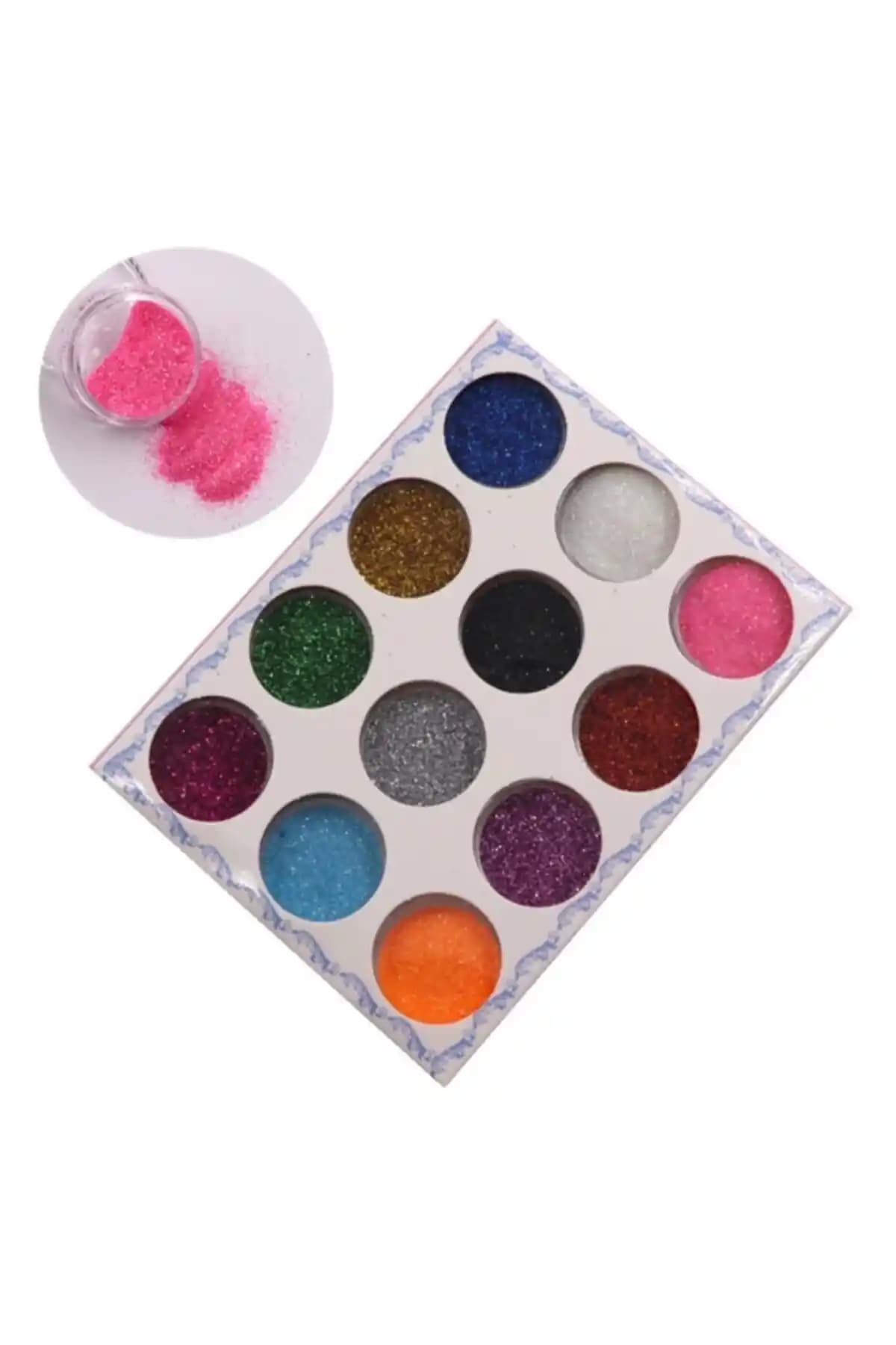 Venalisa 12'li Sim Seti Protez ve Nail Art Uygulamaları İçin Renkli Parlak Sim Tozu