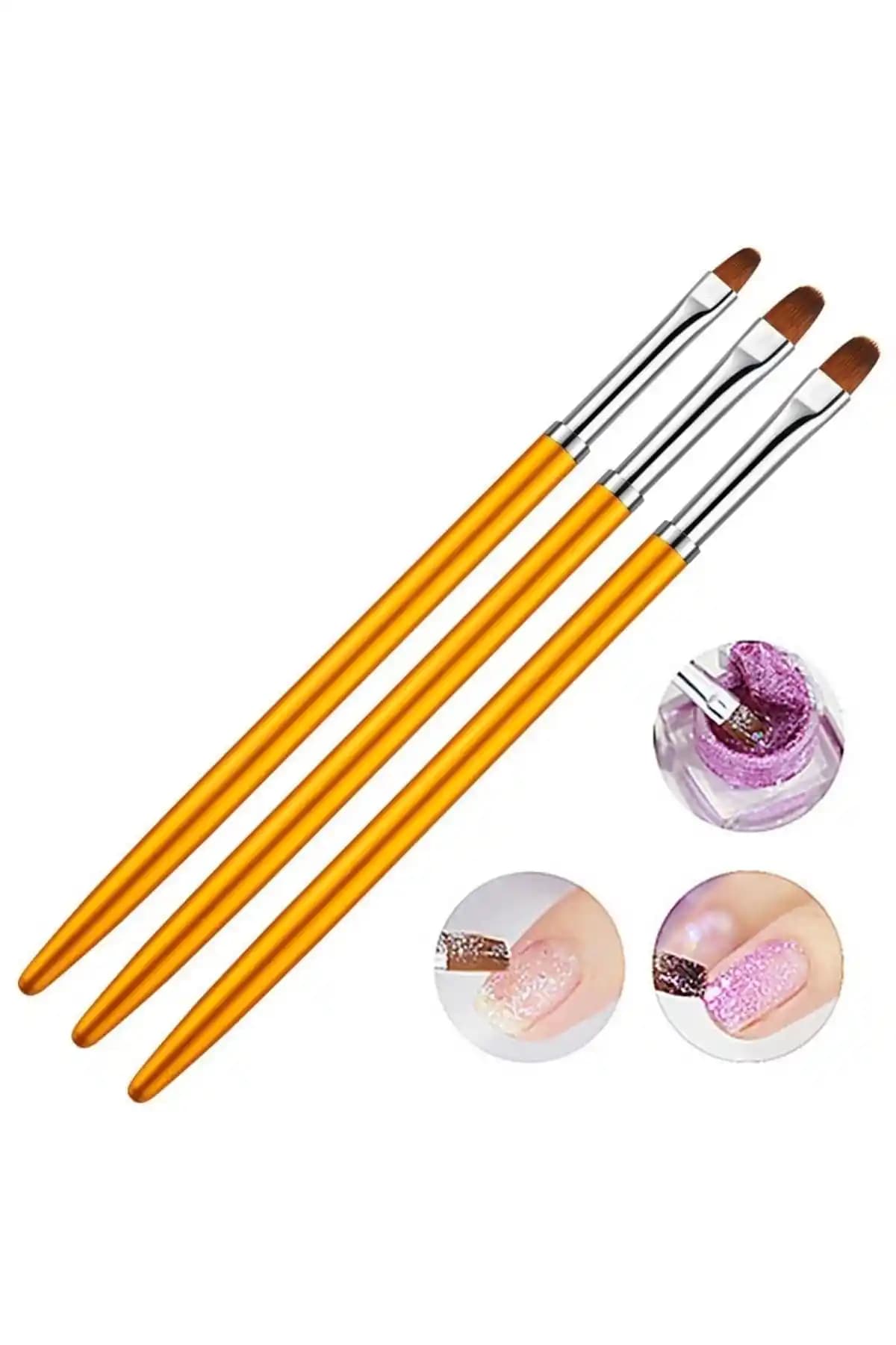 Venalisa 3'lü Protez Tırnak Jel Fırçası UV Gel Fırça Seti Profesyonel ve Kullanıcı Dostu