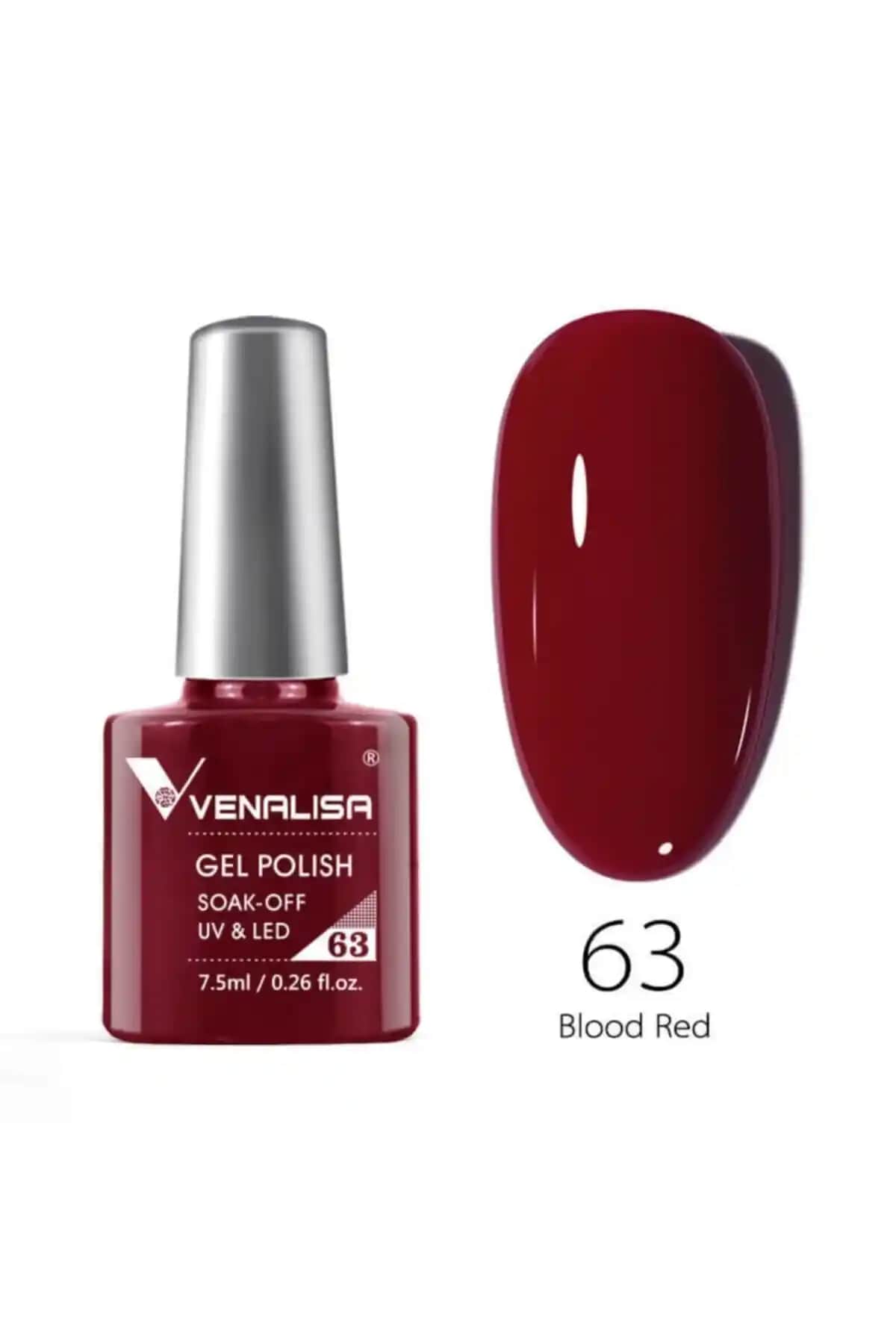 Venalisa 7.5 ml UV Led Kalıcı Oje Blood Red No.63 - Uzun Süreli ve Parlak Kırmızı Oje