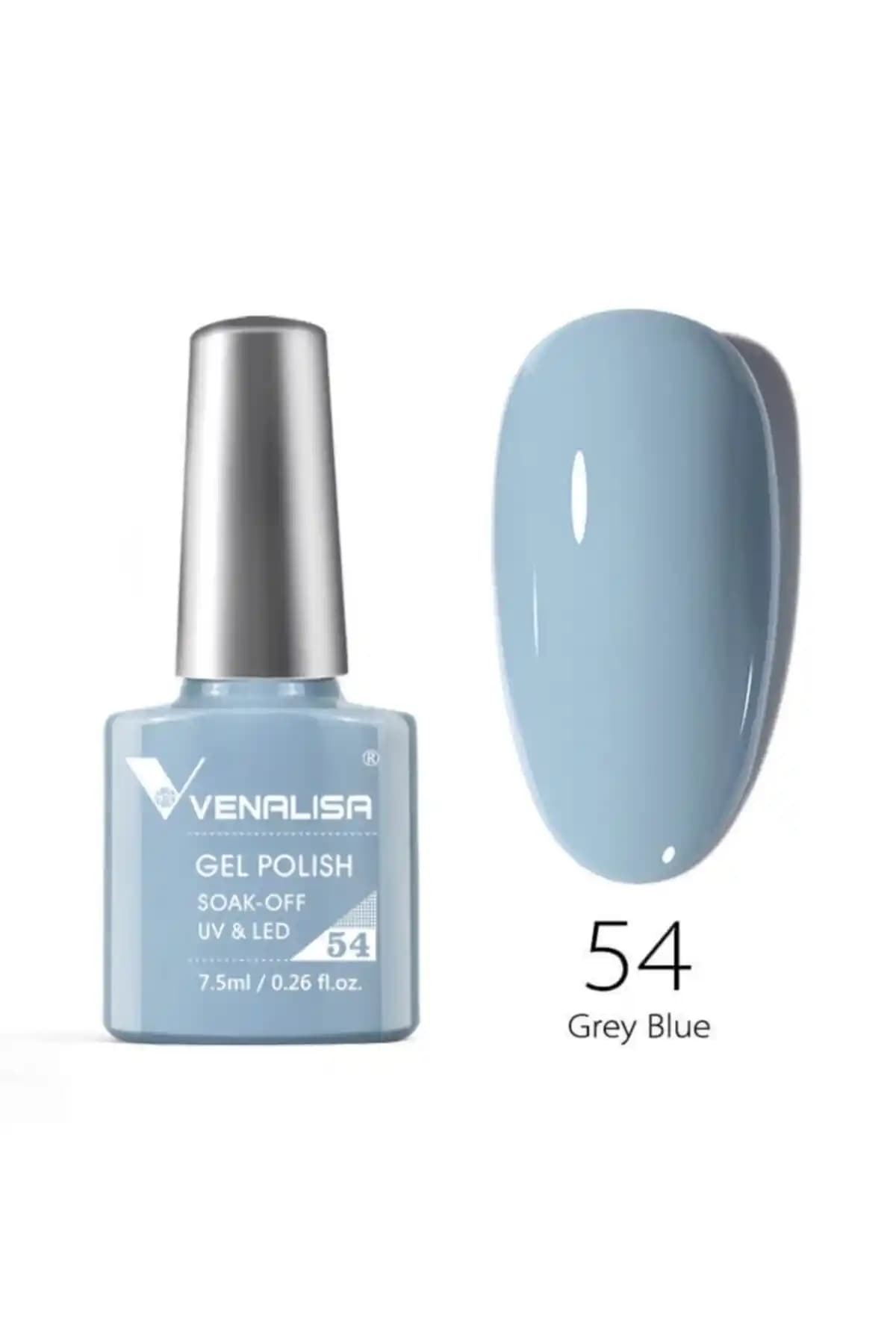 Venalisa 7.5 ml UV LED Kalıcı Oje Grey Blue No.54 Güçlü Renk ve Uzun Dayanıklılık