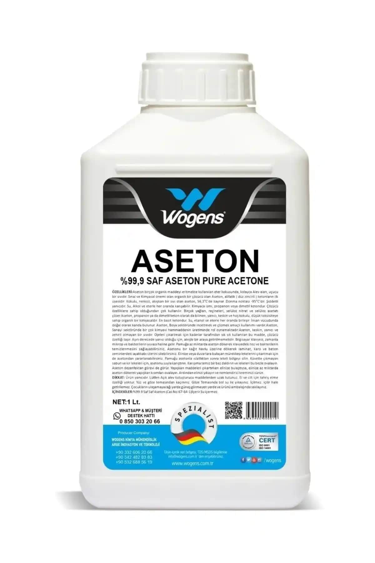 Wogens Saf Aseton %99.9 - Çok Yönlü ve Güvenilir Kimyasal Çözüm