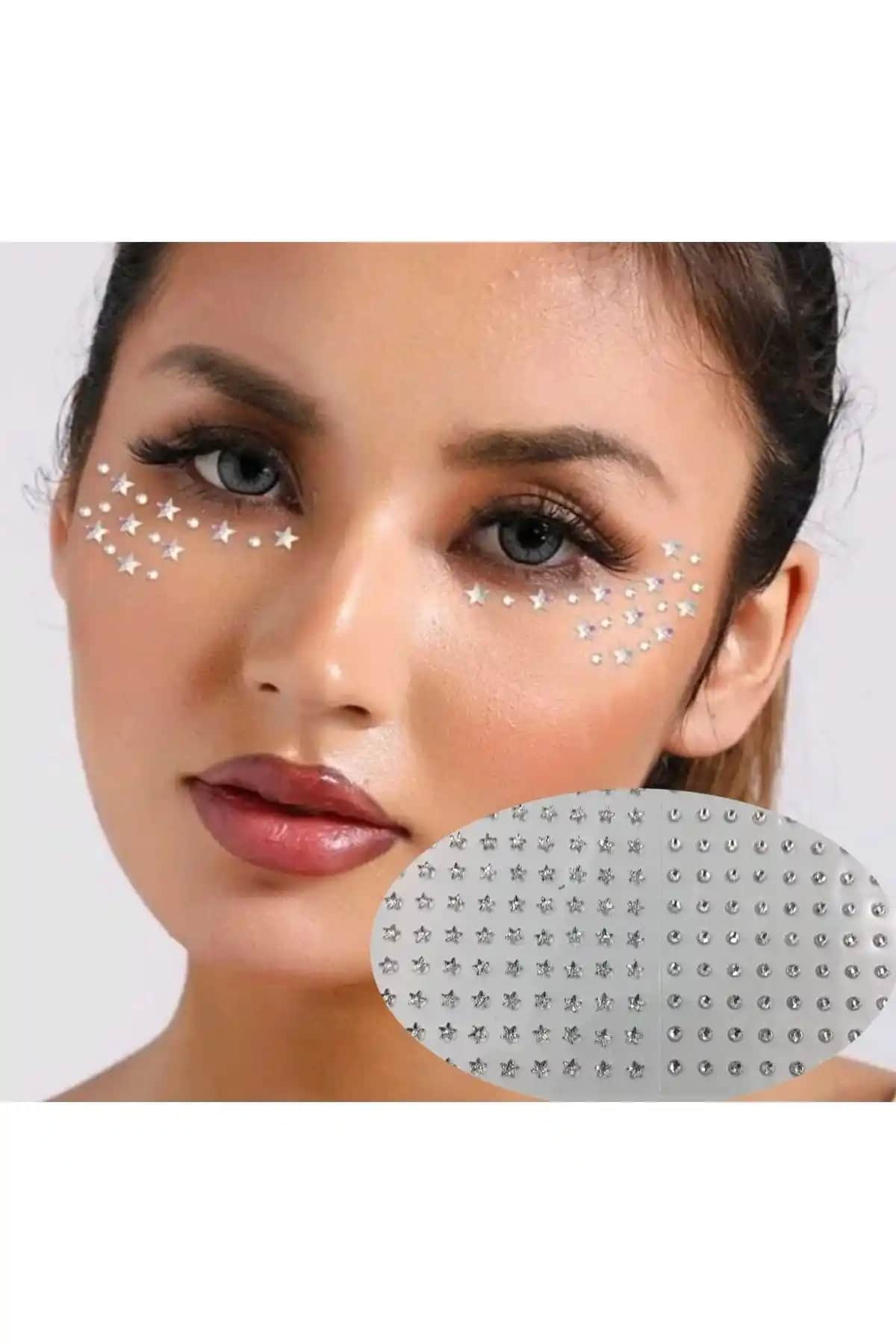 Yeni HİLL Kendinden Yapışkanlı Sticker Seti Yüz, Göz ve Tırnak Dekorasyonu İçin Uygun