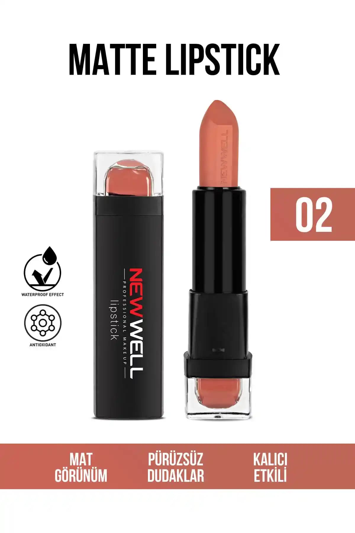 Yeni Well Lipstick 02 Dudaklara Doğal ve Parlak Görünüm Sağlayan Modern Ruj