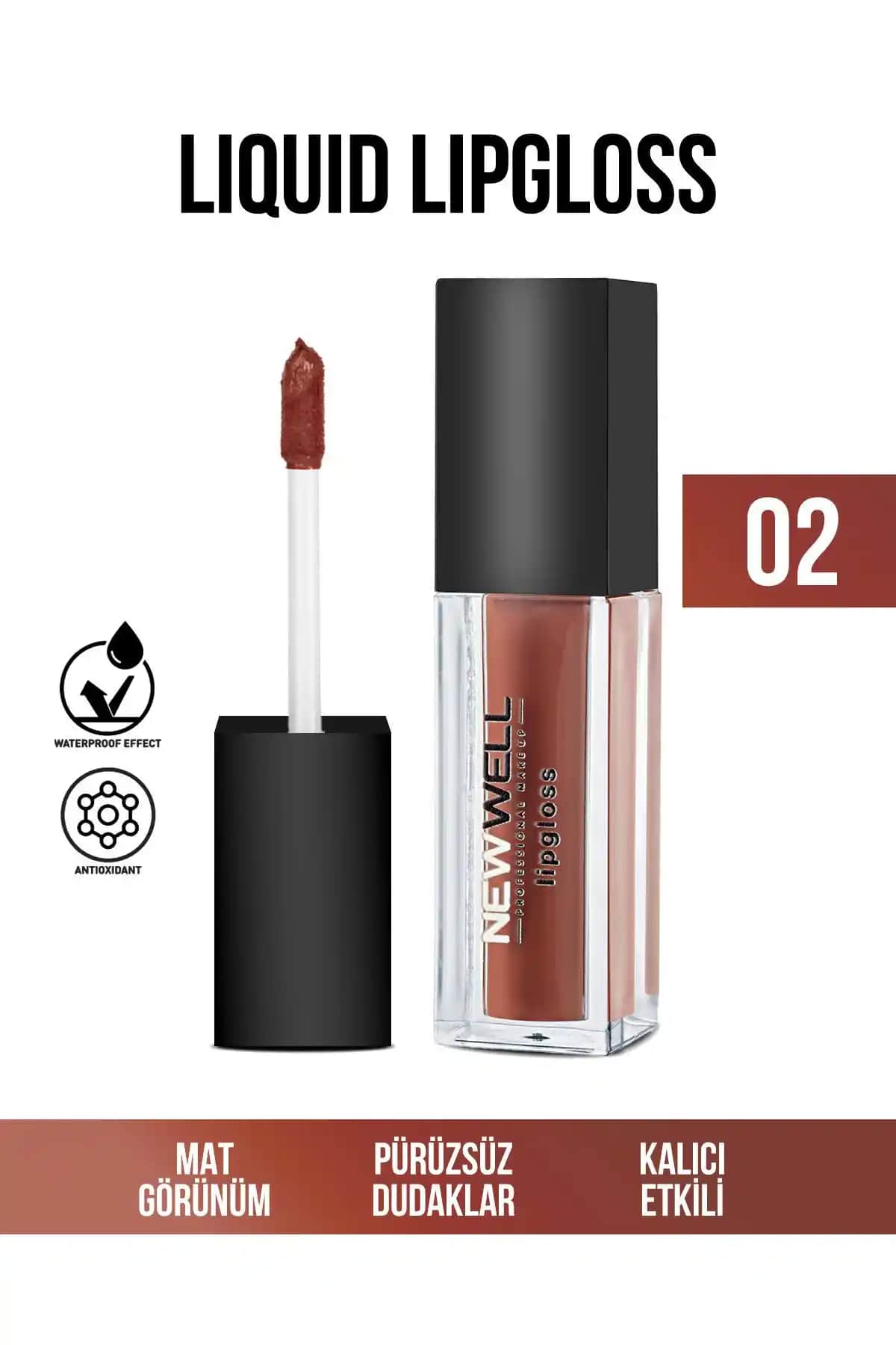 Yeni Well Liquid Lipgloss 02: Doğal ve Parlak Dudaklar İçin Kalıcı Renkli Lipgloss