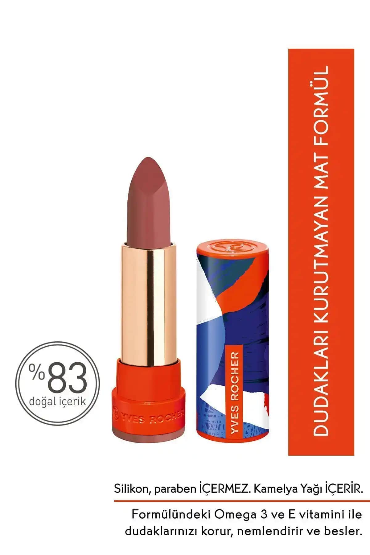 Yves Rocher 8 Saat Etkili Yoğun Renkli Mat Ruj-02 Doğal ve Kalıcı Dudak Makyajı İçin