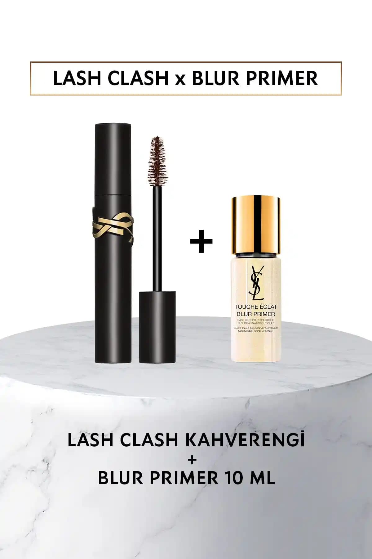 Yves Saint Laurent Lash Clash Kahverengi Maskara ve Mini Blur Primer Makyaj Seti