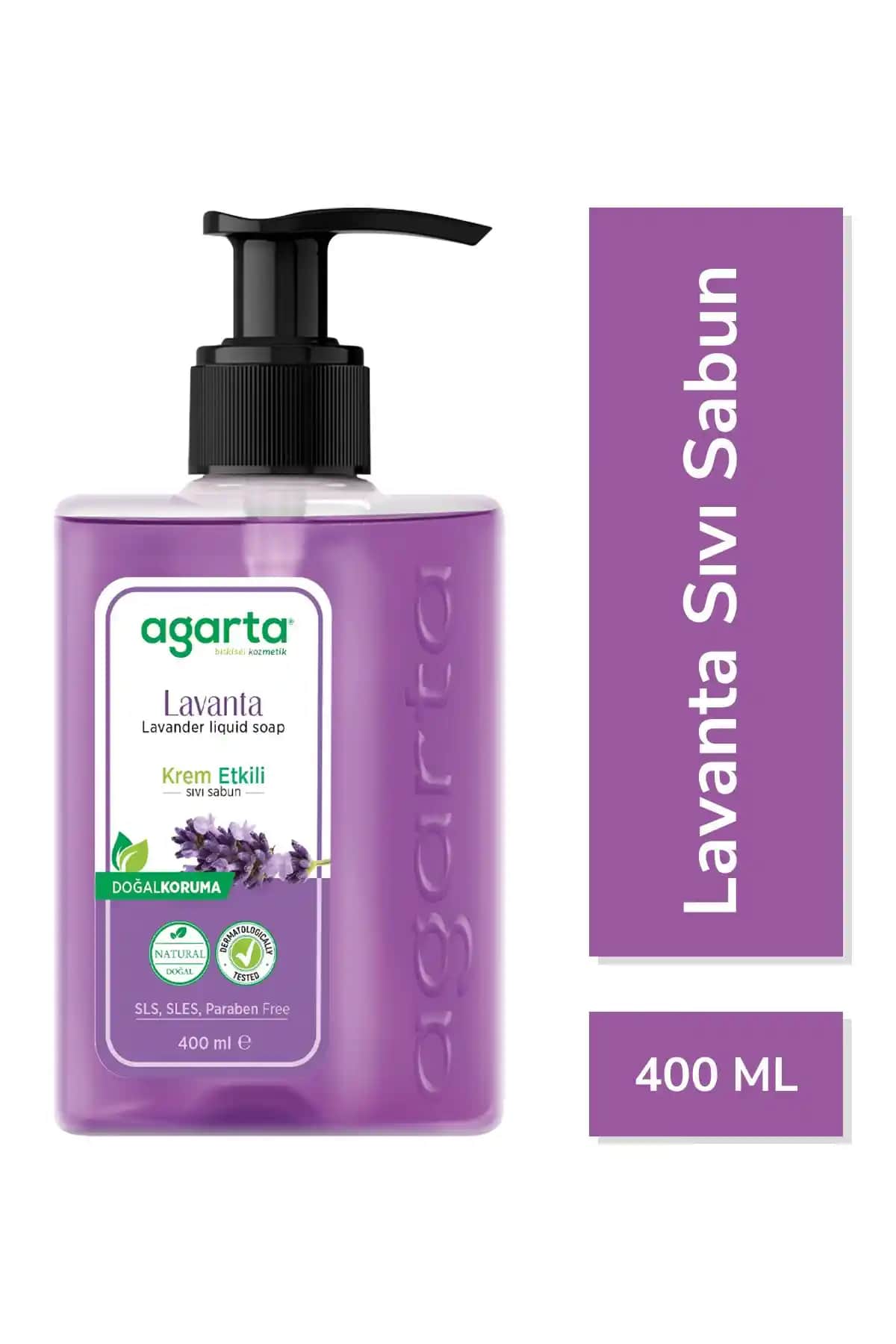 Agarta Doğal Krem Etkili Lavanta Sıvı Sabun 400 ml - Doğal ve Cilt Dostu Temizlik Çözümü