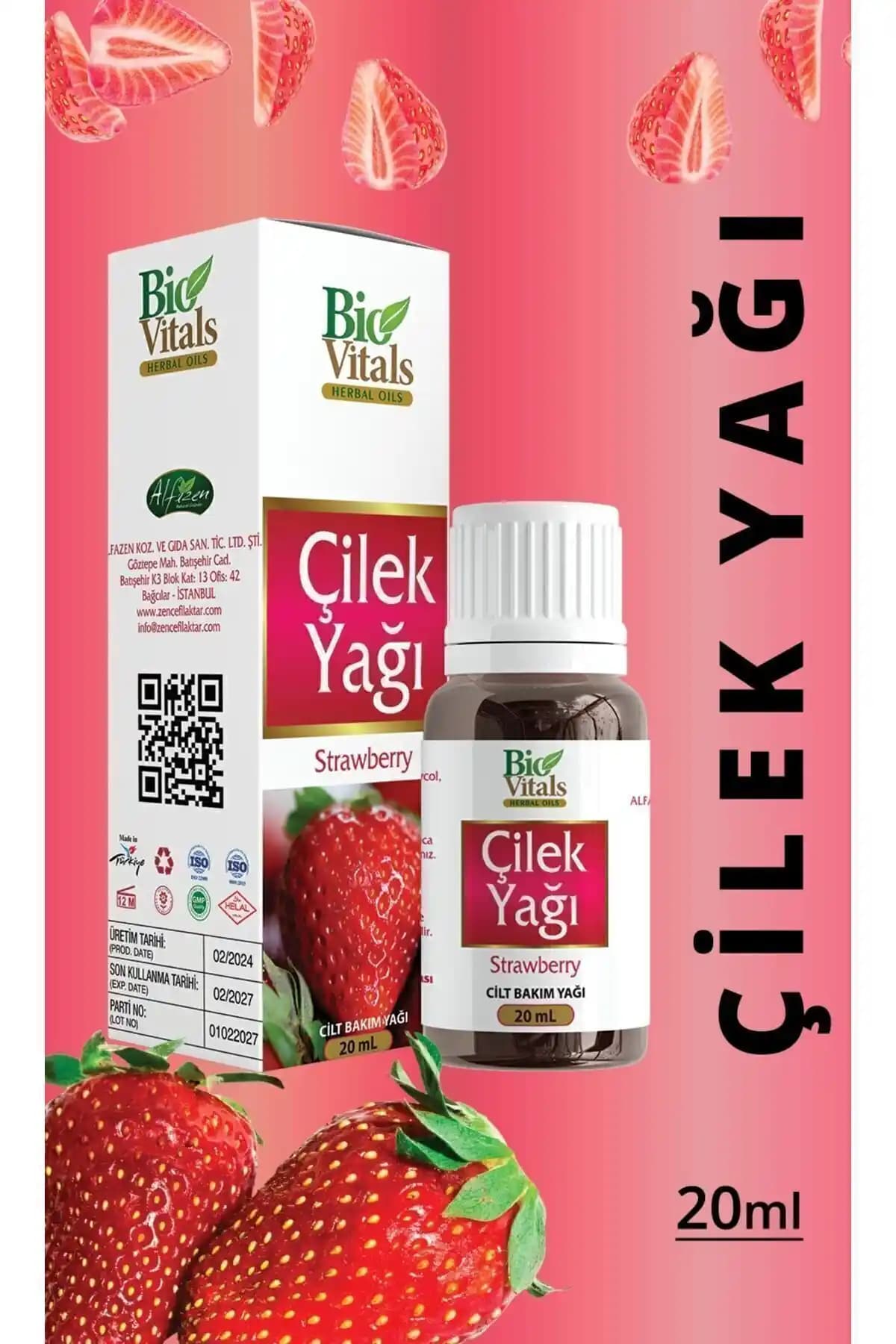 Bio Vitals Çilek Yağı 20ml Doğal Cilt ve Saç Bakımı İçin Güvenli ve Etkili Bir Seçenek