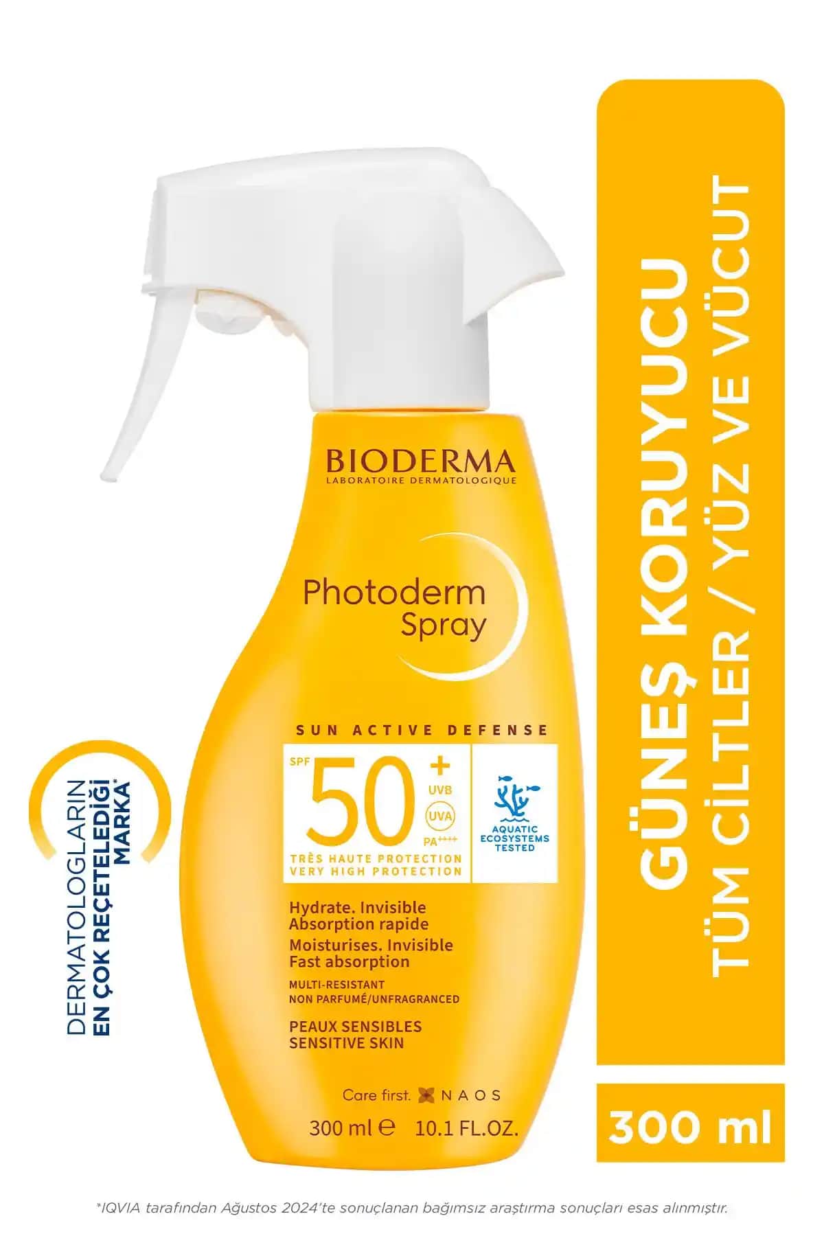 Bioderma Photoderm Sprey SPF50+ 300 ml yüksek koruma sağlayan pratik güneş koruyucu