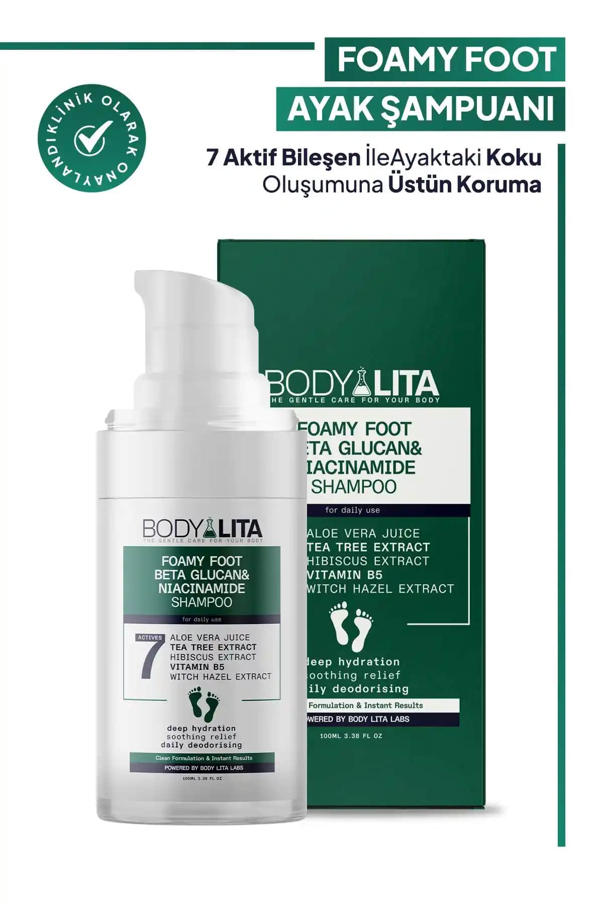 Bodylita Foamyfoot Ayak Kokusu Giderici Köpük Şampuanı, Doğal ve Ferahlatıcı Temizlik Sağlar