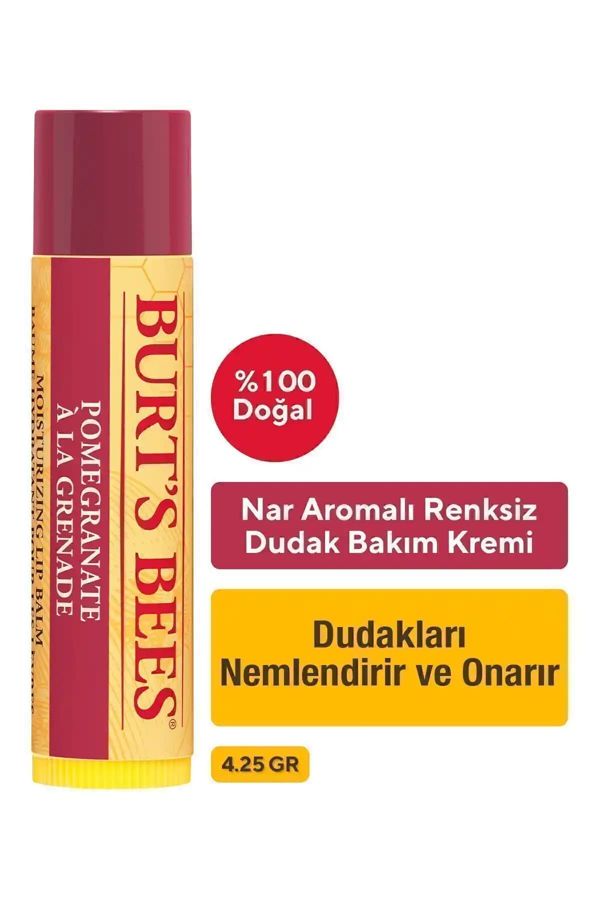 Burt's Bees Nar Aromalı Dudak Bakım Kremi: Doğal İçeriklerle Günlük Nemlendirme ve Koruma