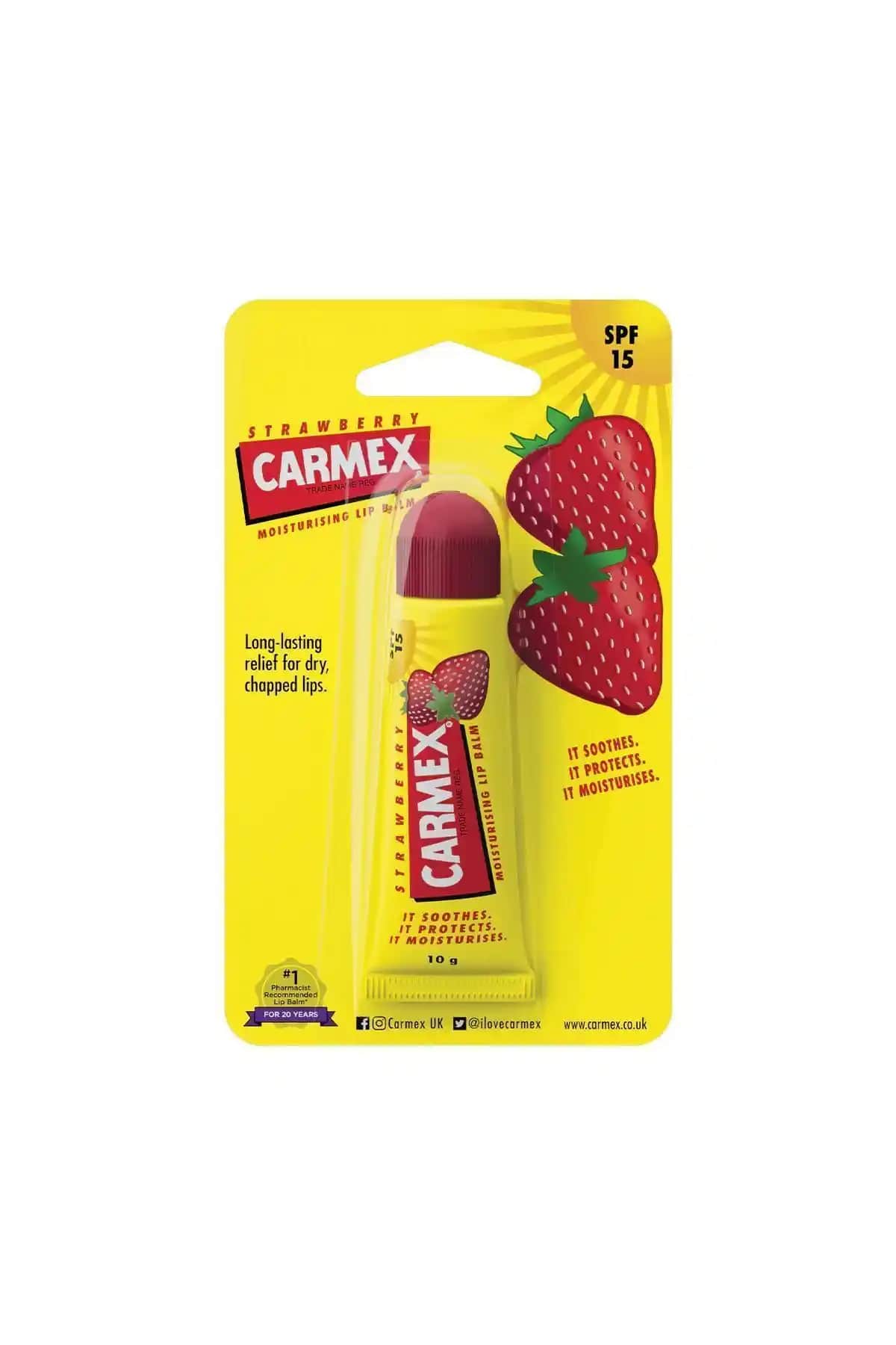 Carmex Çilek Dudak Balmı 10g ile Yoğun Nemlendirme ve Ferahlatıcı Etki