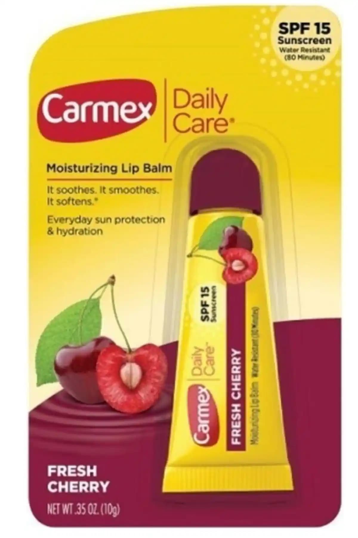 Carmex SPF15 Vişneli Dudak Bakım Kremi: Nemlendirme ve Güneş Koruma Özellikleri