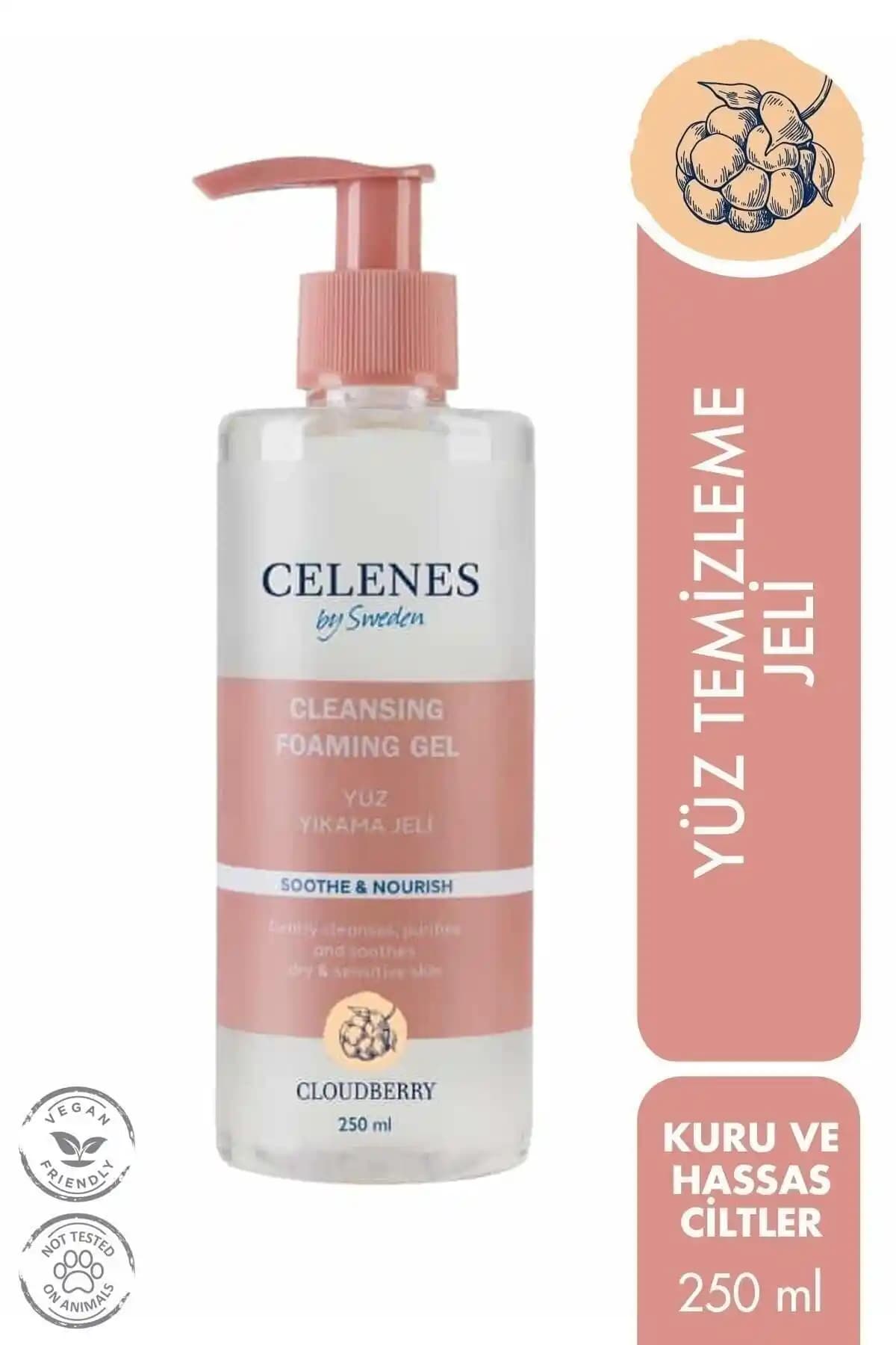 Celenes Sweden Cloudberry Temizleme Jeli Hassas ve Kuru Ciltler İçin Doğal Temizlik Çözümü
