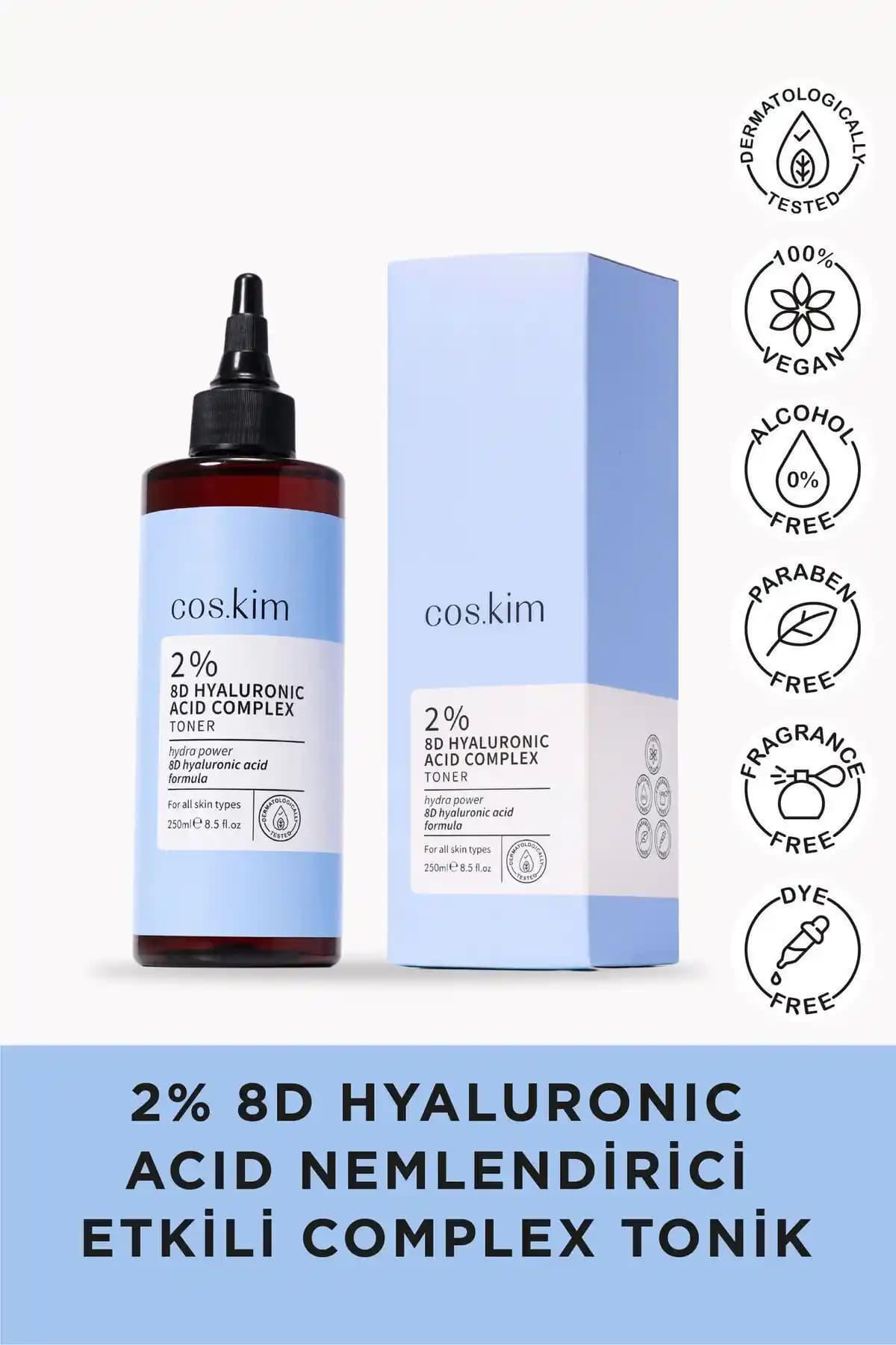 Cos.kim 8D Hyaluronik Asit İçeren Nemlendirici ve Cilt Bariyeri Destekleyici Tonik