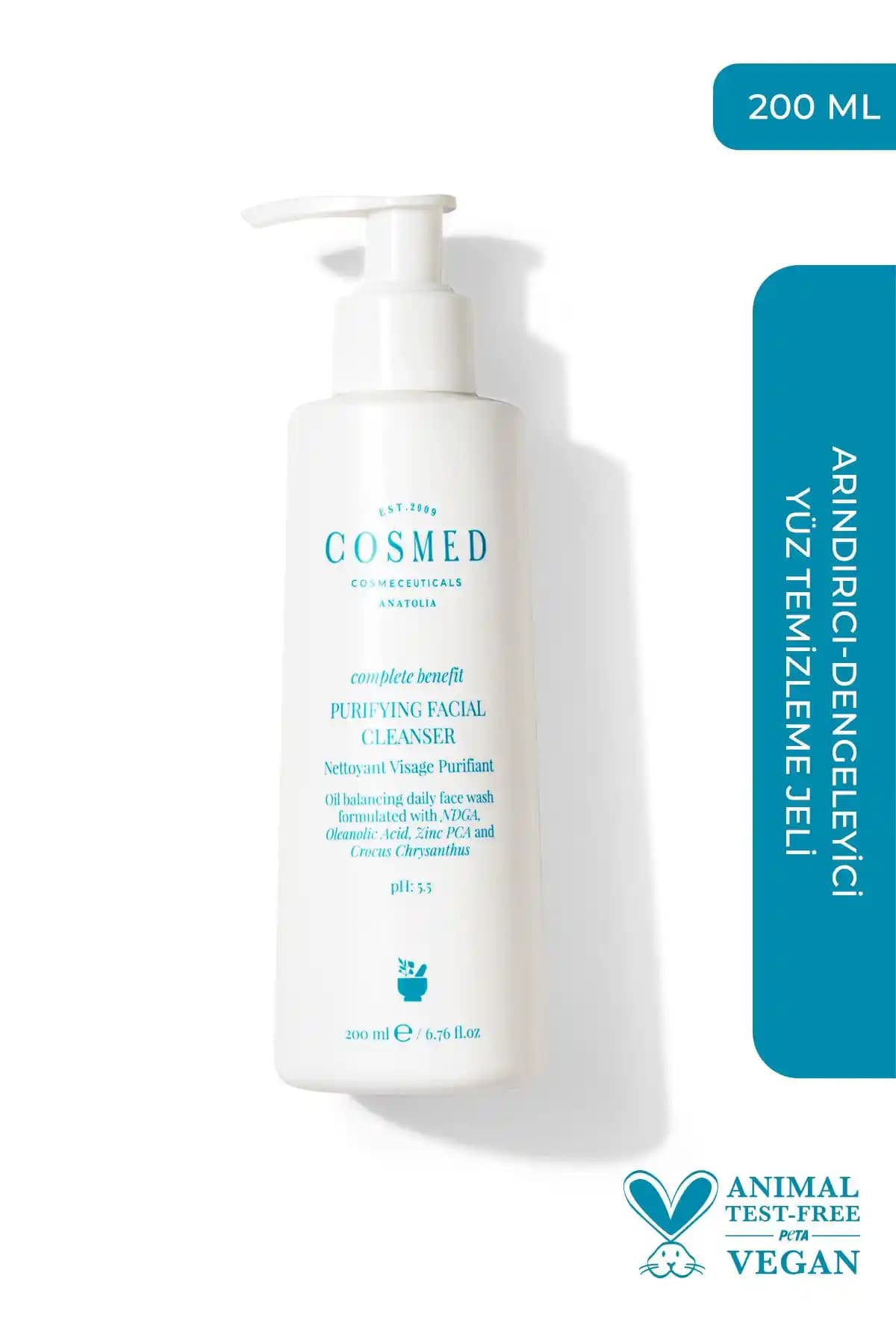 COSMED Temizleyici Yüz Jel ile Karma ve Yağlı Ciltler İçin Derinlemesine Temizlik