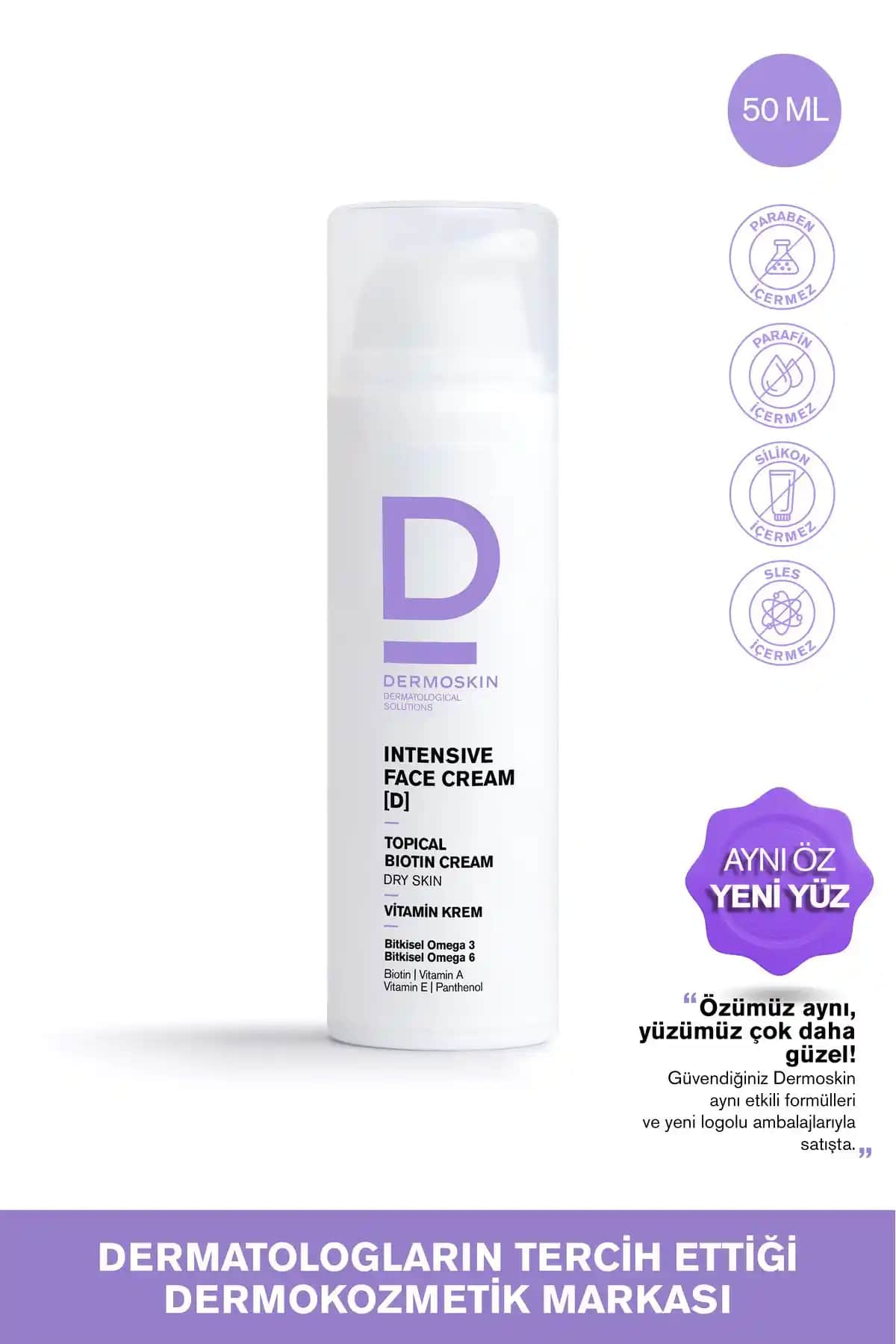 Dermoskin Intensive Face Topicalbiotin Kremi kuru ve hassas ciltler için yoğun nem ve koruma sağlar