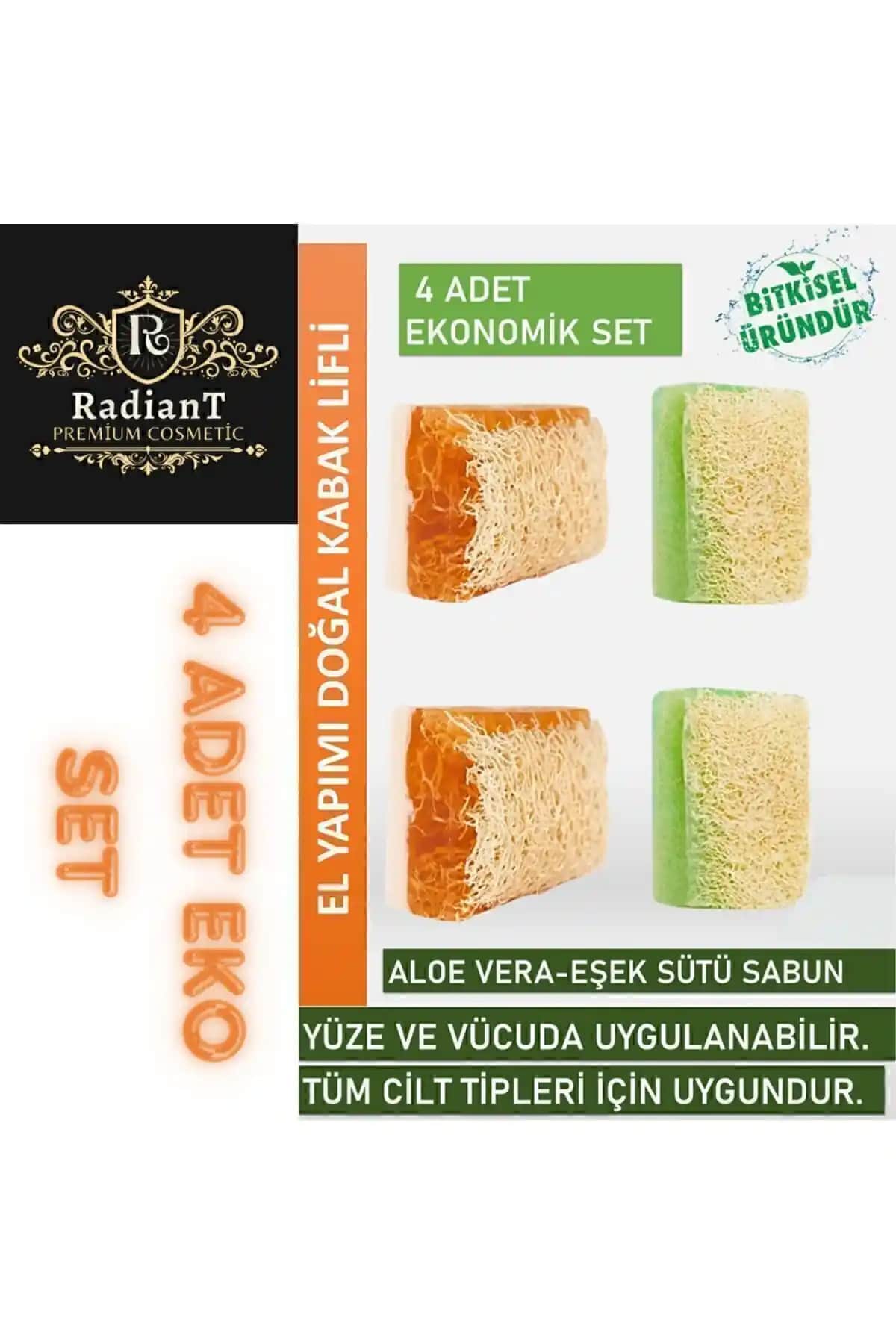 Doğal El Yapımı Kabak Lifli Sabun Seti Eşek Sütü Bal ve Aloe Vera ile Cilt Bakımı