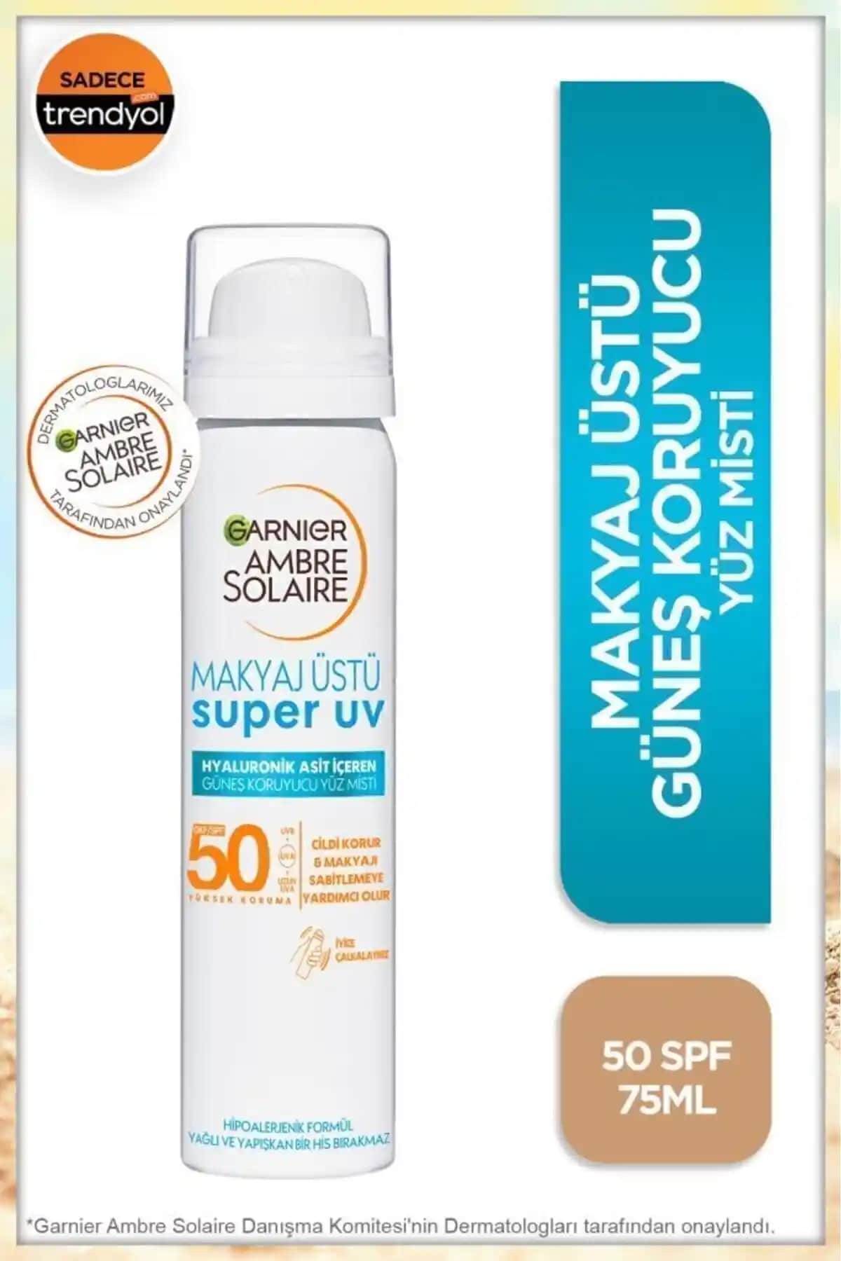Garnier Ambre Solaire Makyaj Üstü Güneş Koruyucu Yüz Spreyi SPF 50+ Pratik ve Etkili Koruma