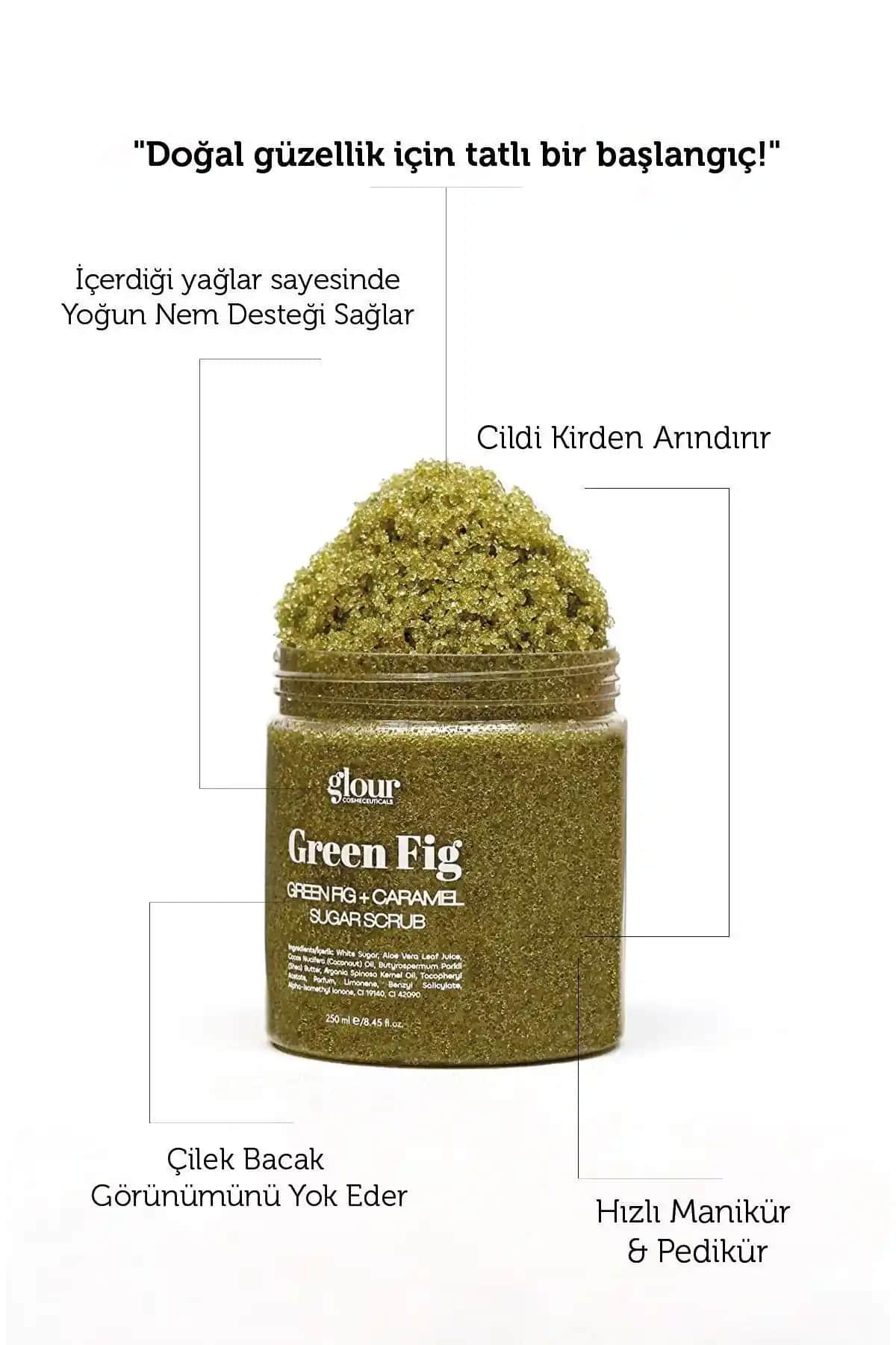 GLOUR Green Fig & Caramel Sugar Scrub: Doğal ve Etkili Vücut Peelingi Ürünü