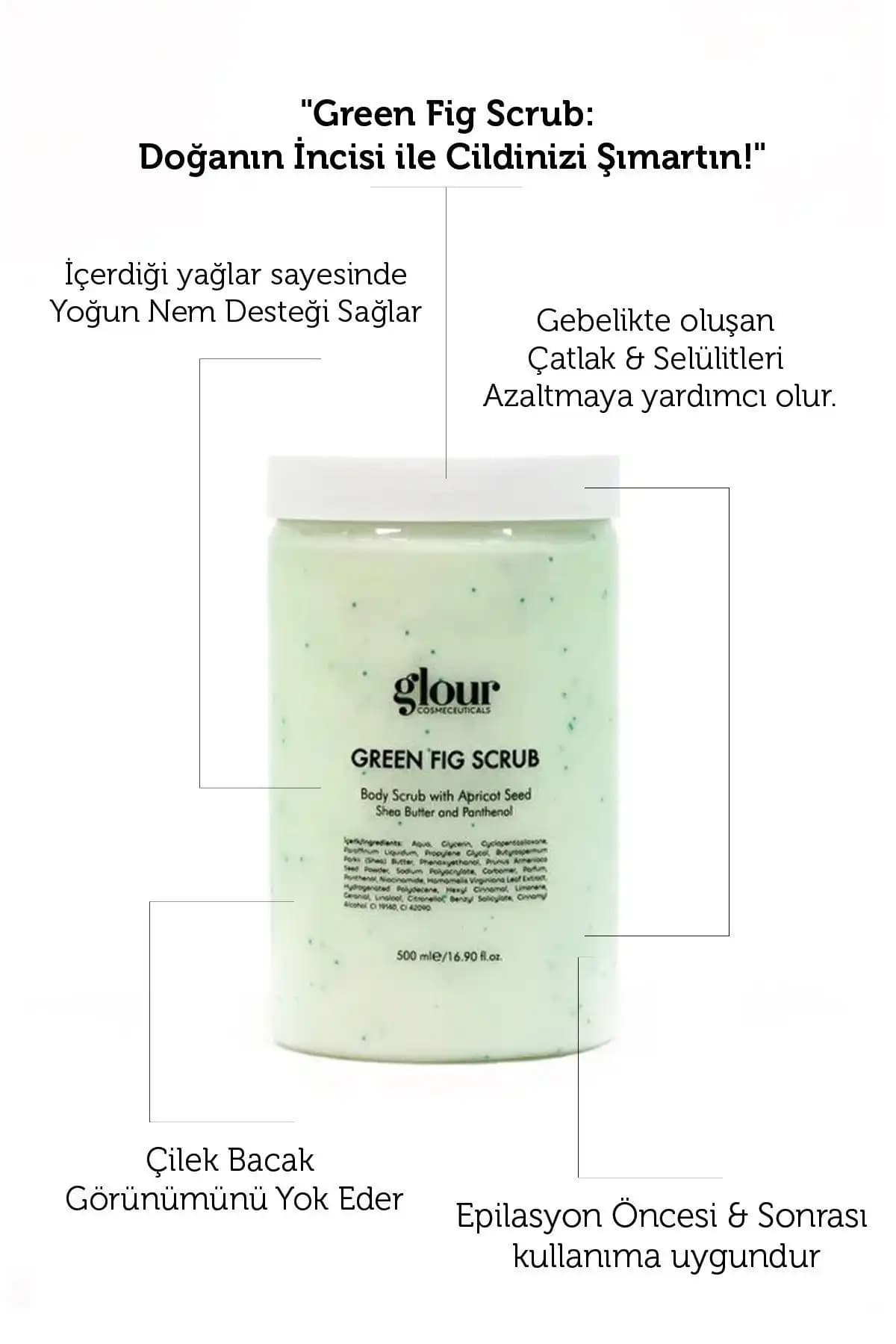 GLOUR Green Fig Scrub Doğal Peeling Ürünü Cilt Yenileme ve Yumuşaklık Sağlar