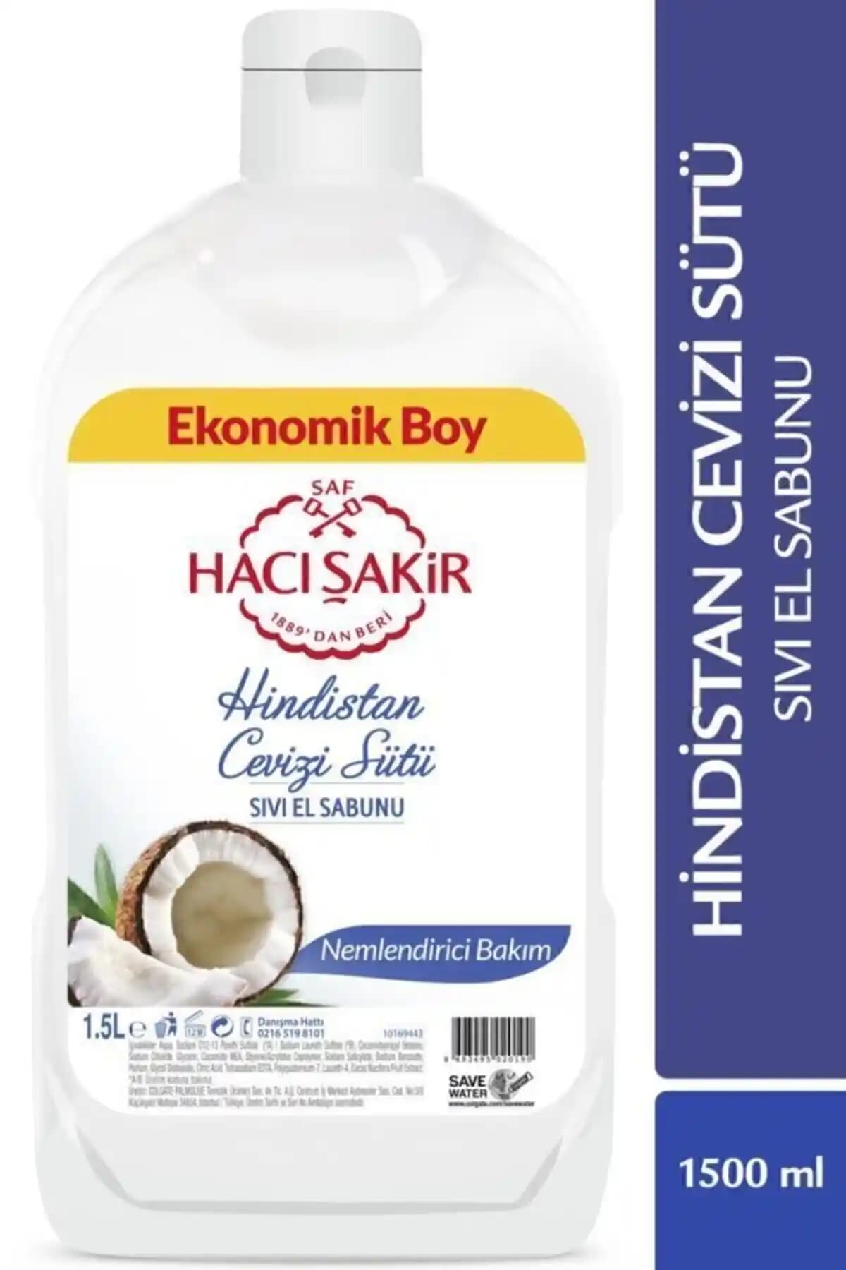 Hacı Şakir Hindistan Cevizi Sütü Nemlendirici El Sabunu 1500ml Güvenli ve Doğal Bakım