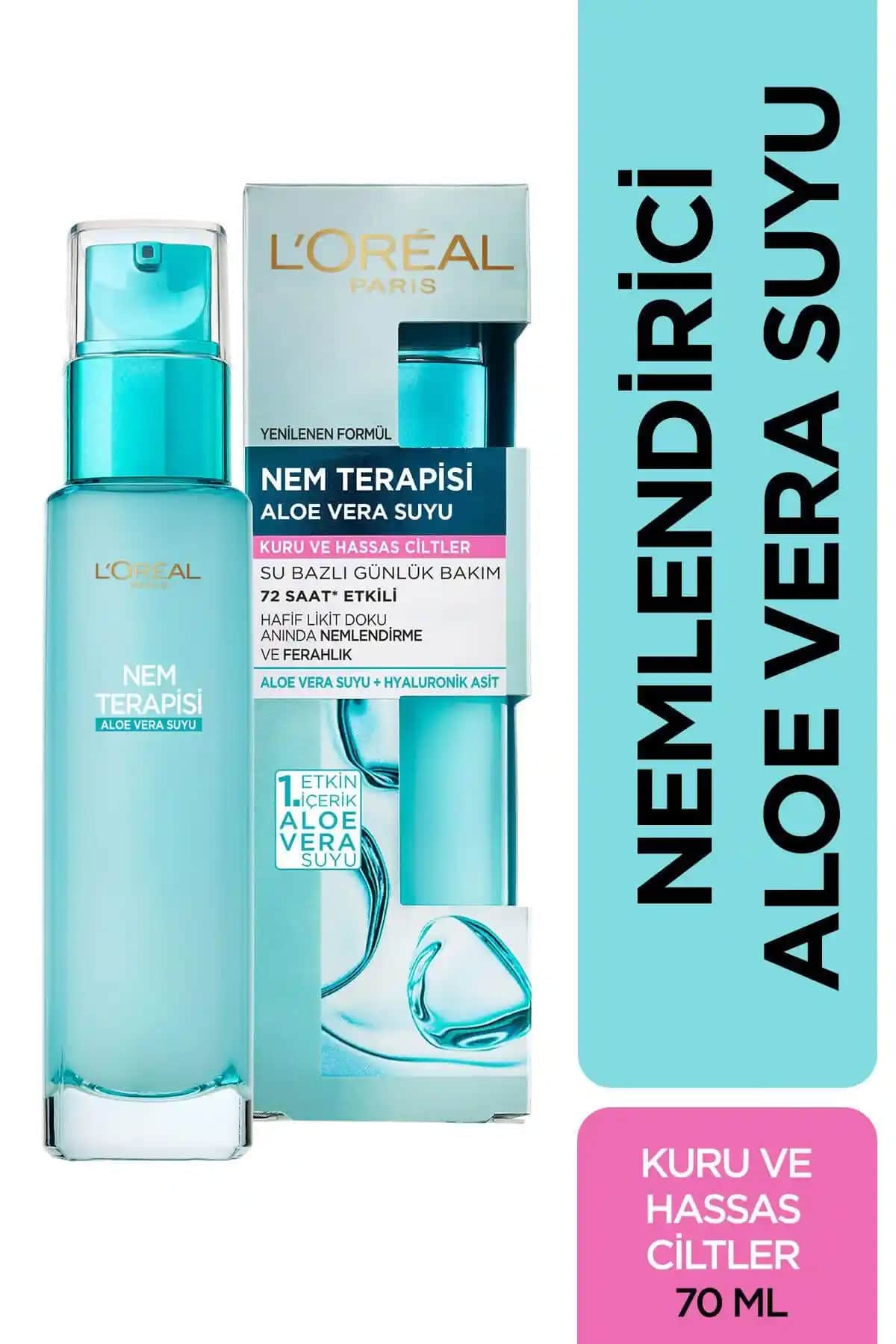 L'Oreal Paris Nem Terapisi Aloe Vera Suyu: Kuru ve Hassas Ciltler İçin Nem ve Koruma Çözümü