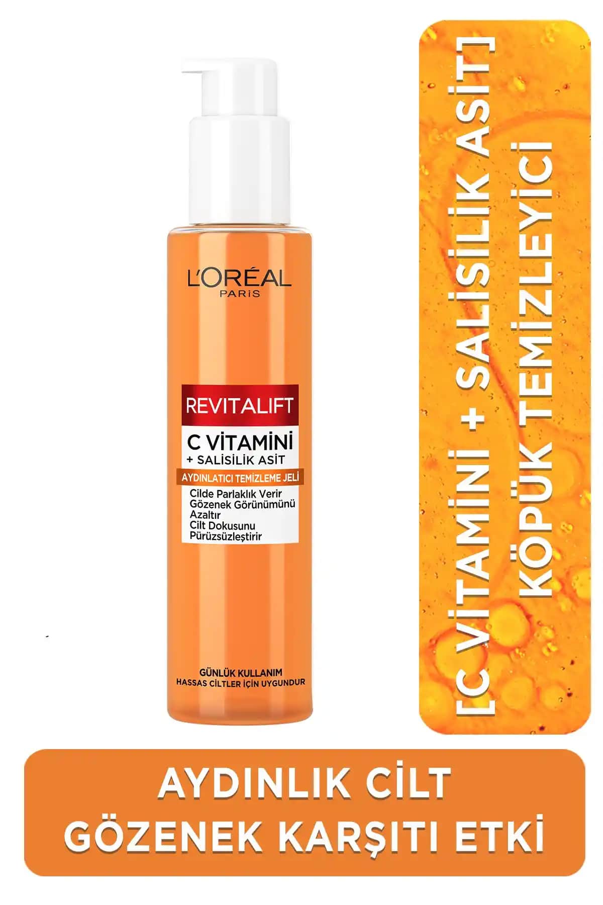 L'Oreal Paris Revitalift C Vitamini ve Salisilik Asit İçeren Gözenek Karşıtı Temizleme Jeli