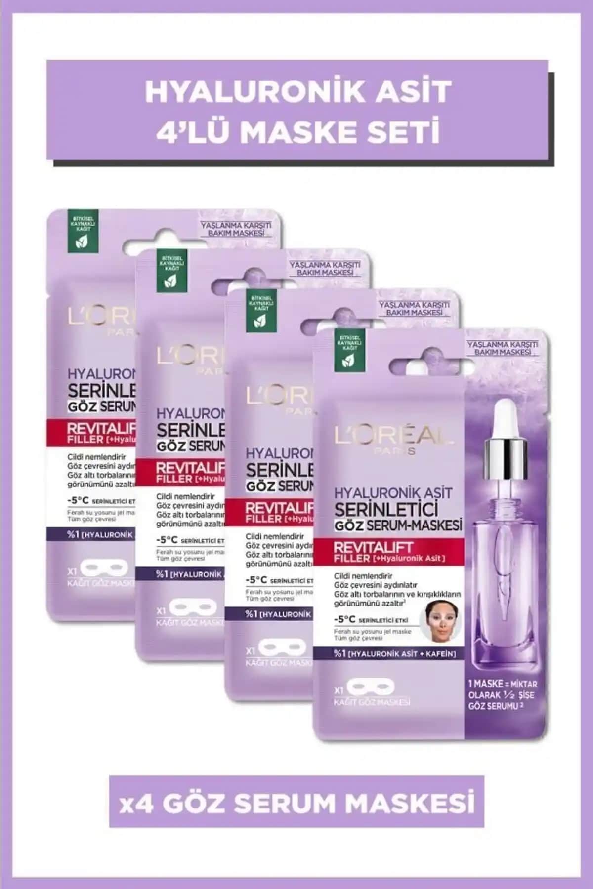L'Oreal Paris Revitalift Filler Serinletici Göz Serum Maskesi 4'lü Set ile Göz Çevresi Bakımında Etkili Sonuçlar