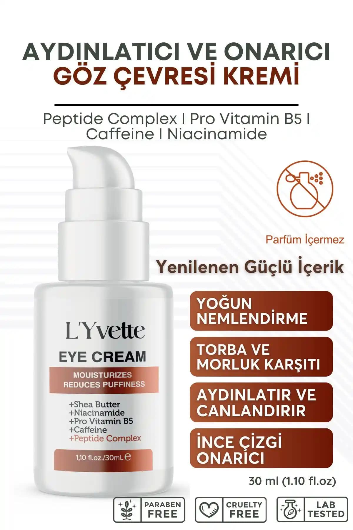 L'Yvette Peptid Kompleksi Göz Altı Torbası: Yaşlanma ve Morluklara Karşı Etkili Bakım Ürünü