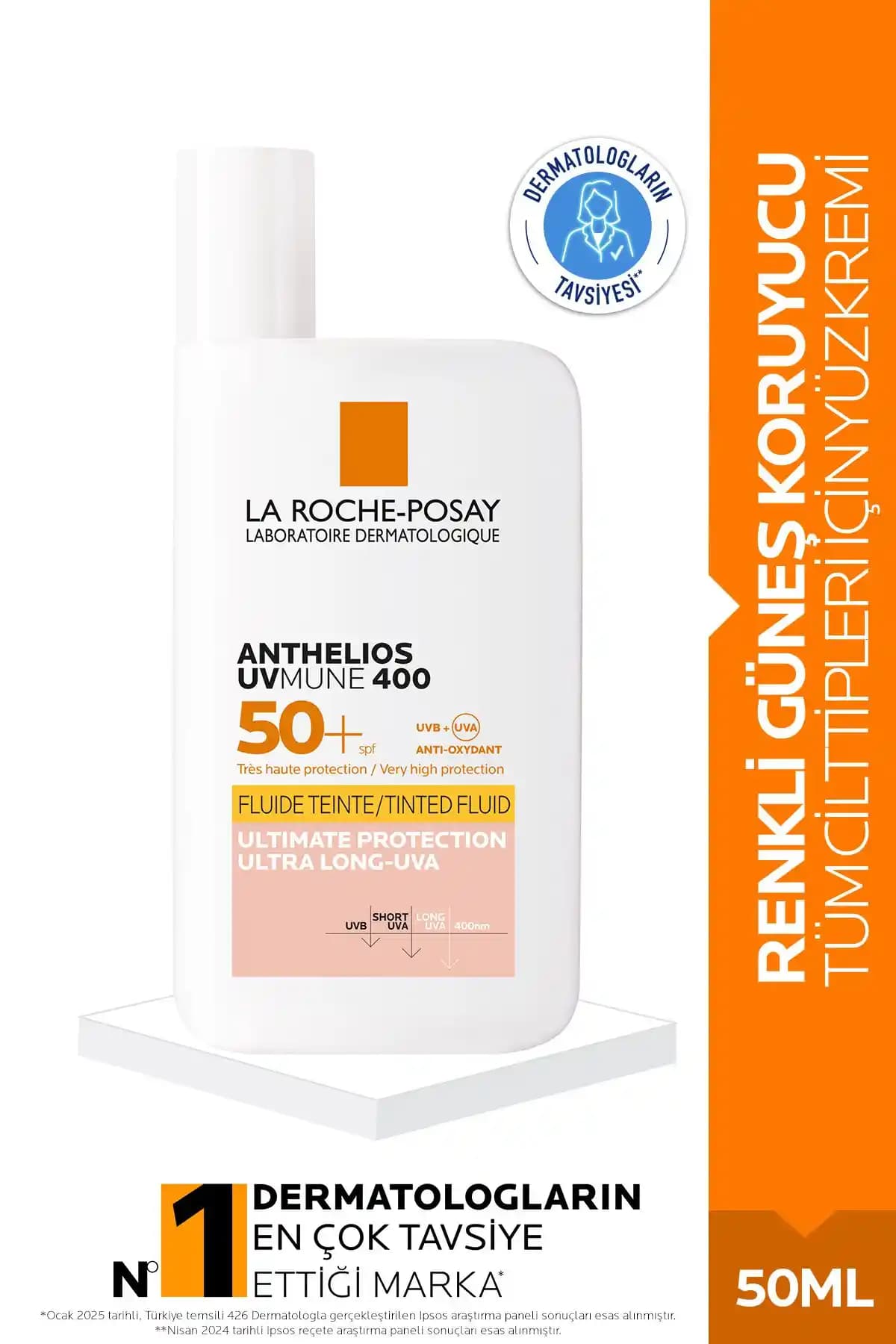La Roche Posay Anthelios UVMUNE Fluid SPF50+ Renkli Güneş Koruyucu ve Cilt Bakım Ürünü