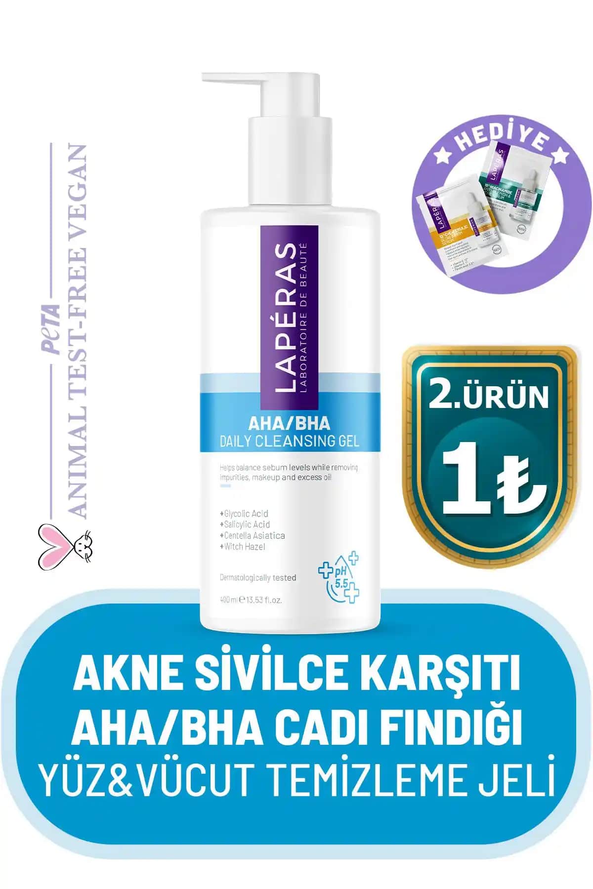 LAPERAS Sivilce Karşıtı Salisilik Asit AHA/BHA Temizleme Jeli Cilt Bakımında Yenilikçi Çözüm